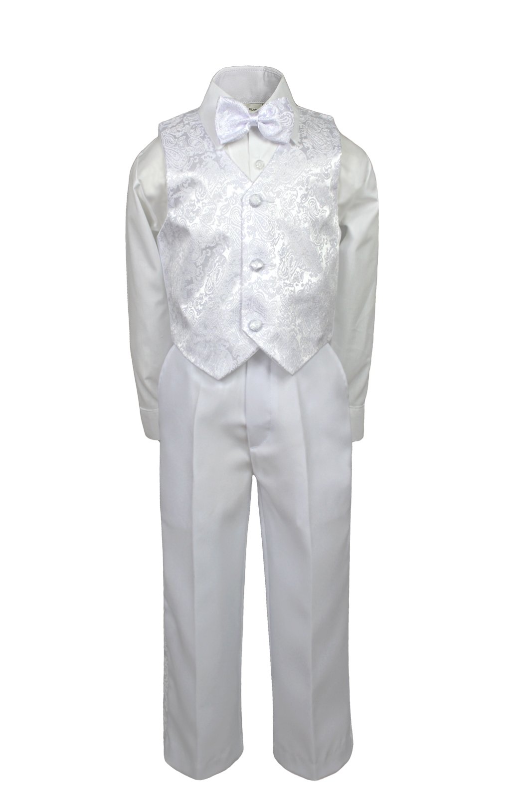 Baby Boy Baptism White Tuxedo with Gold Virgin Mary & Pope Embroidery - Sizes SM-7 | First Communion, Christening & Special Occasion Outfit