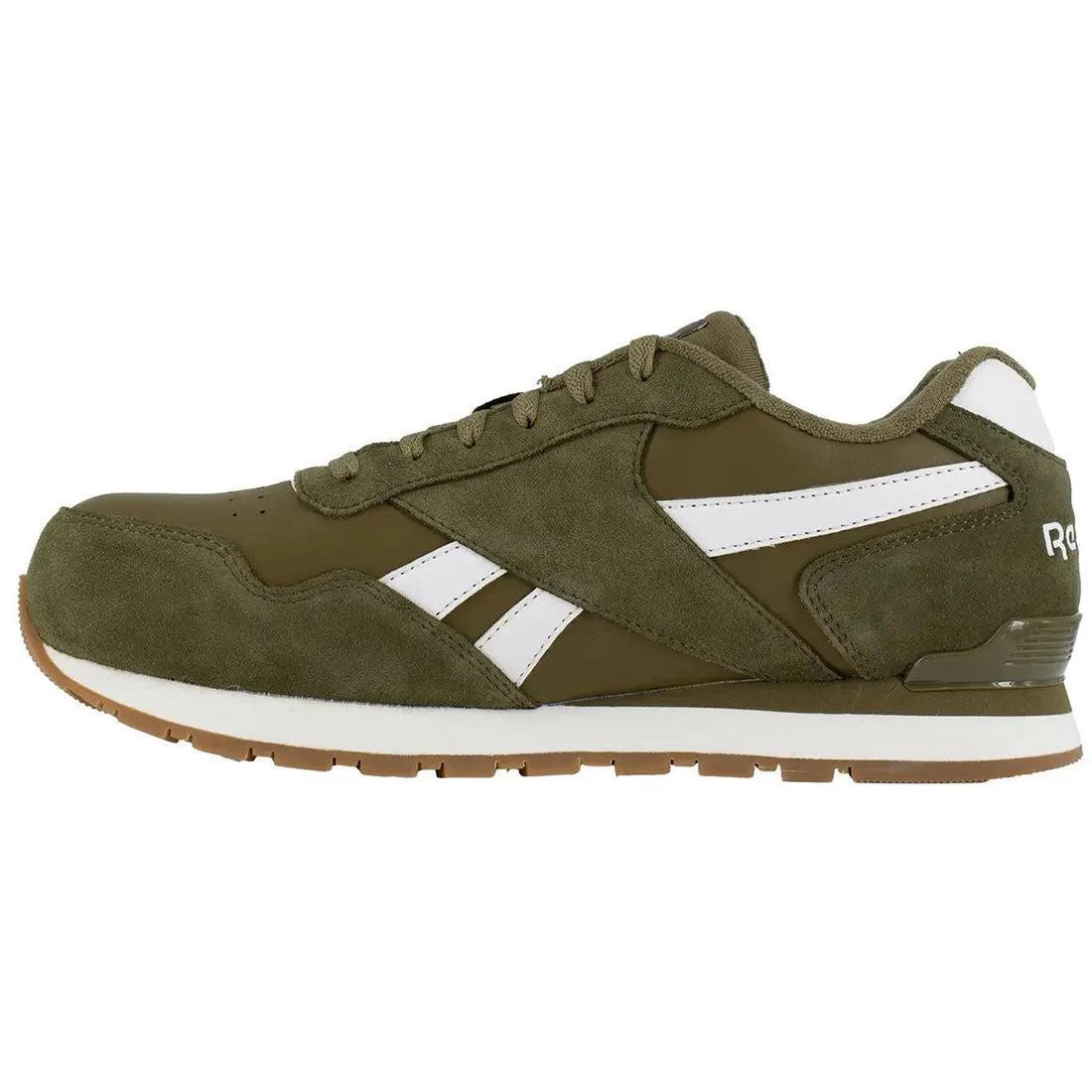 Harman Composite Toe Athletic Work Shoes for Men - Lightweight Safety Toe Sneakers Olive/White - Perfect for Construction, Warehouse & Outdoor Work