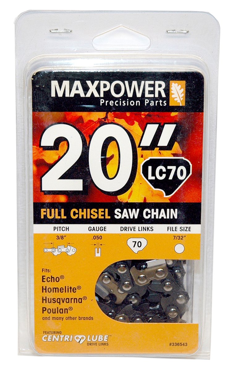 MaxPower 336543N 20 Inch Chainsaw Chain - Compatible with Echo, Homelite, Husqvarna, Poulan & More - Durable Replacement Chain for Wood Cutting, Tree Trimming & Landscaping