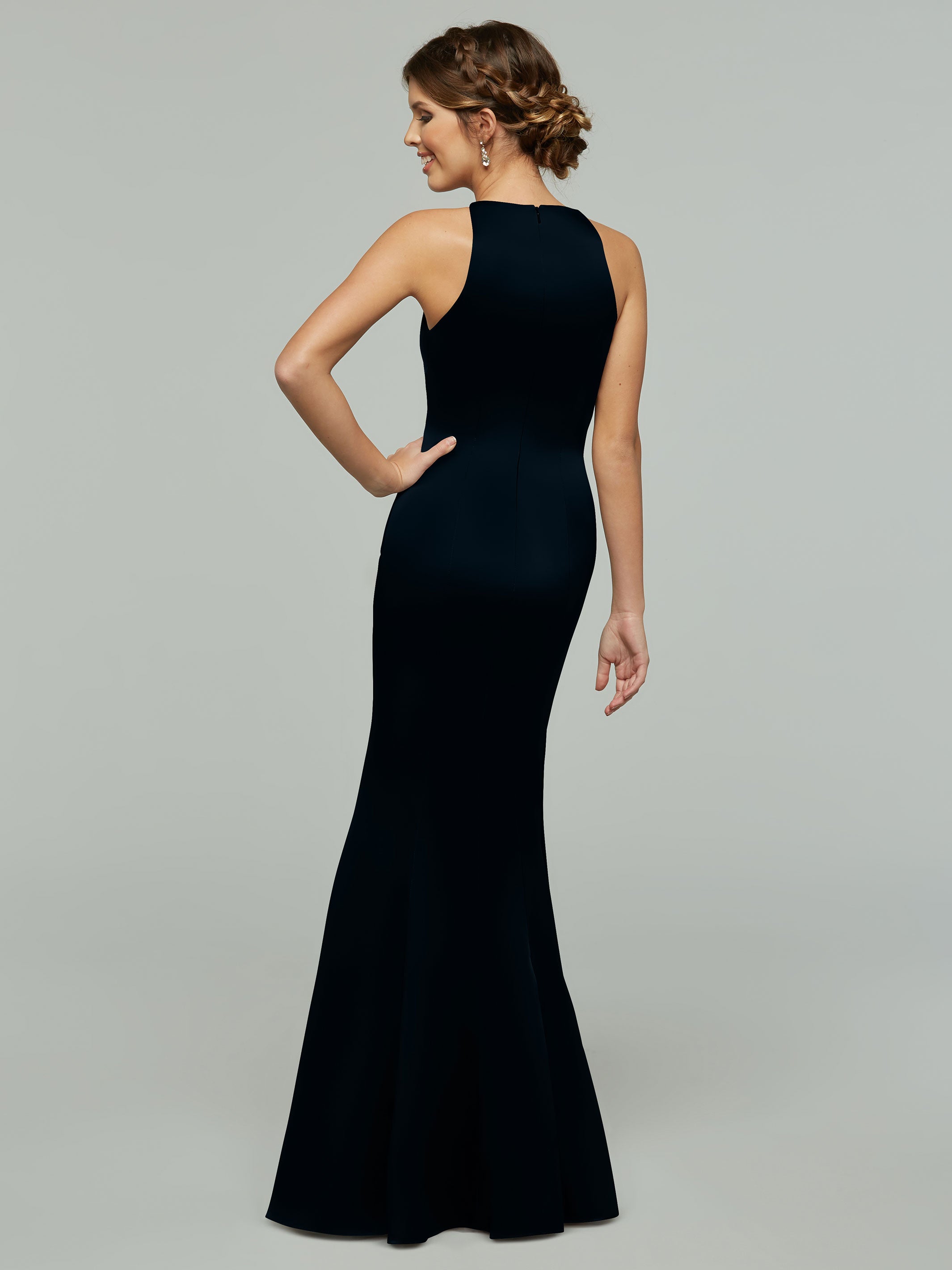 Elegant Mermaid Satin Bridesmaid Dress with Halter Neckline - Perfect for Weddings, Prom & Formal Events - Style #80071