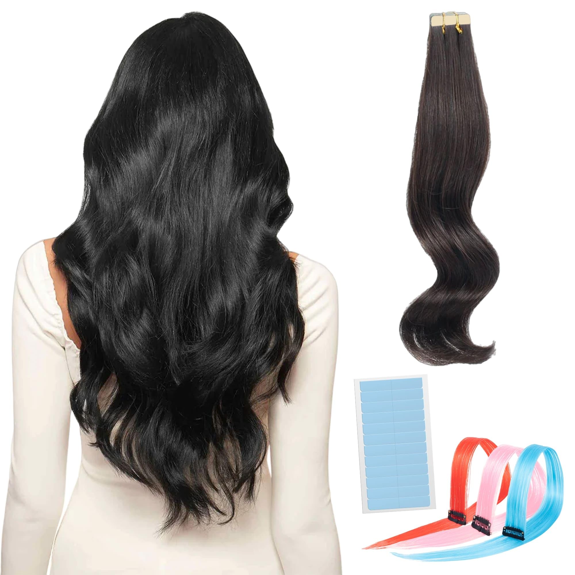 WIGI Premium Tape in Hair Extensions - 100% Real Human Hair, 20pcs Straight Seamless Skin Weft, 50g/pack, Thick Ends for Invisible Volume | Perfect for Daily Styling, Weddings & Special Occasions