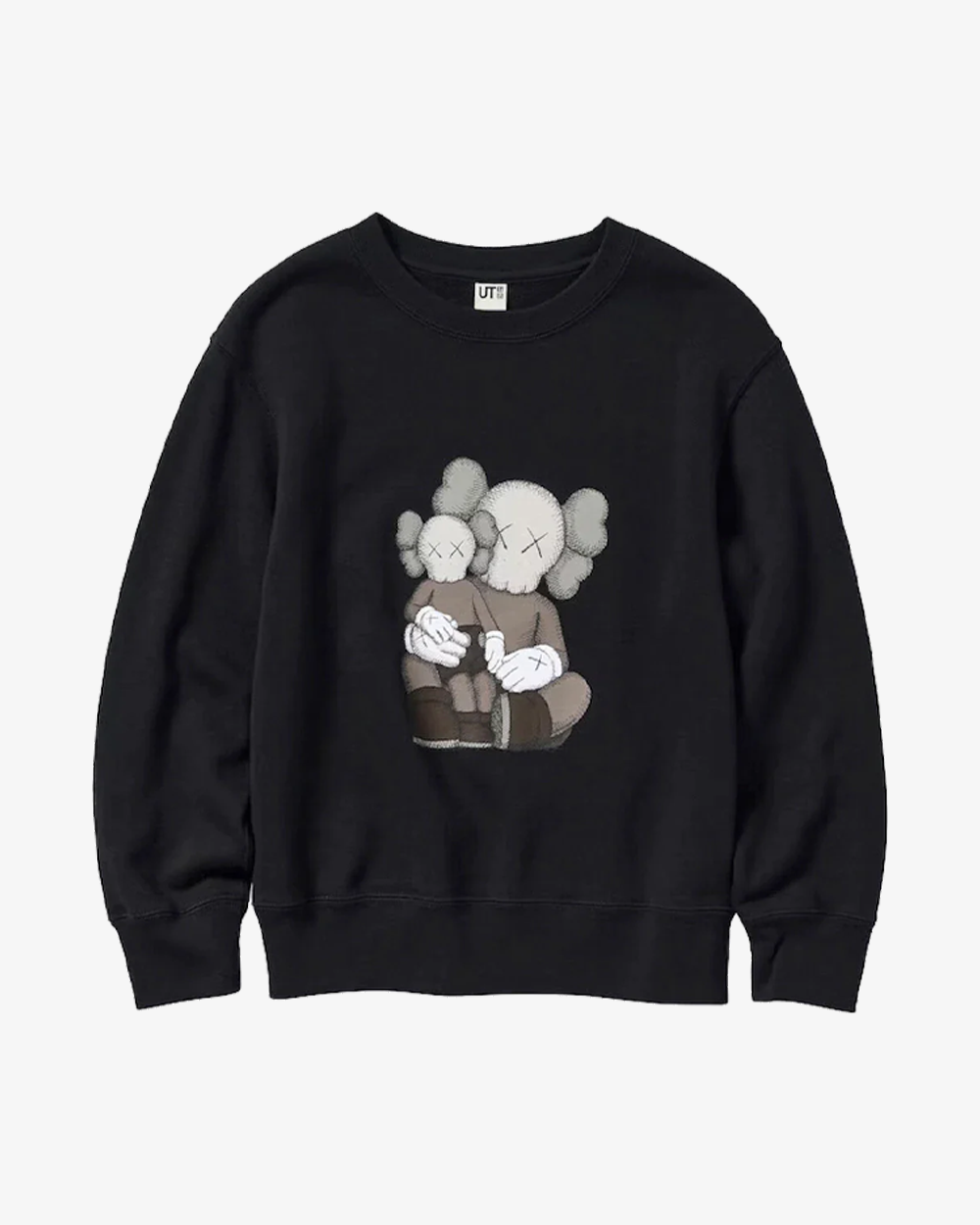 KAWS x UNIQLO FW23 Black Kids Crewneck Sweatshirt - Changbai Mountain Collection | Warm & Stylish Pullover for Boys & Girls | Perfect for School, Playdates & Winter Outfits