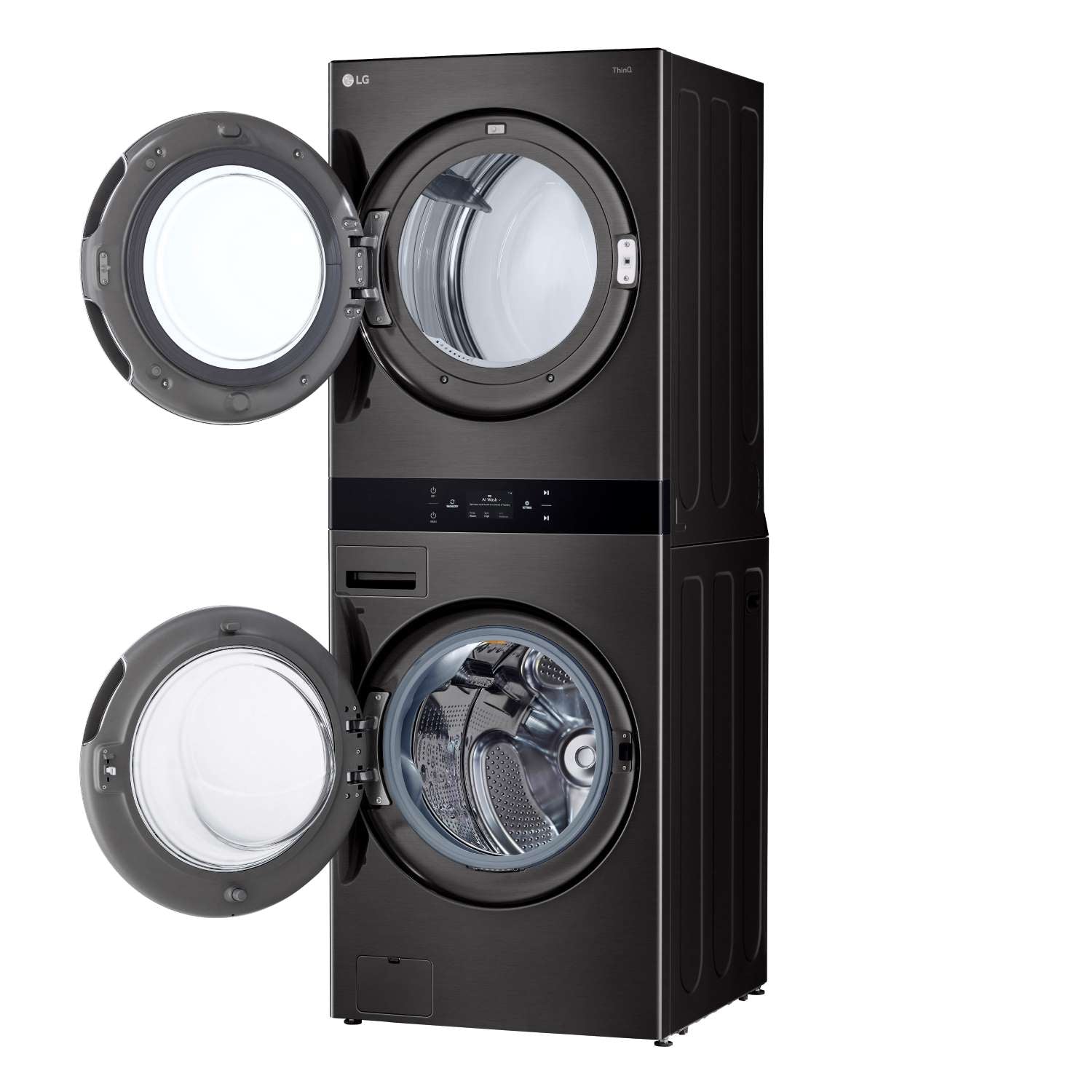 LG WKEX300HBA Black Front Load Washer and Dryer Combo - 5.8 cu.ft Washer & 7.4 cu.ft Dryer with Center Control® - Perfect for Laundry Rooms, Apartments, and Small Spaces