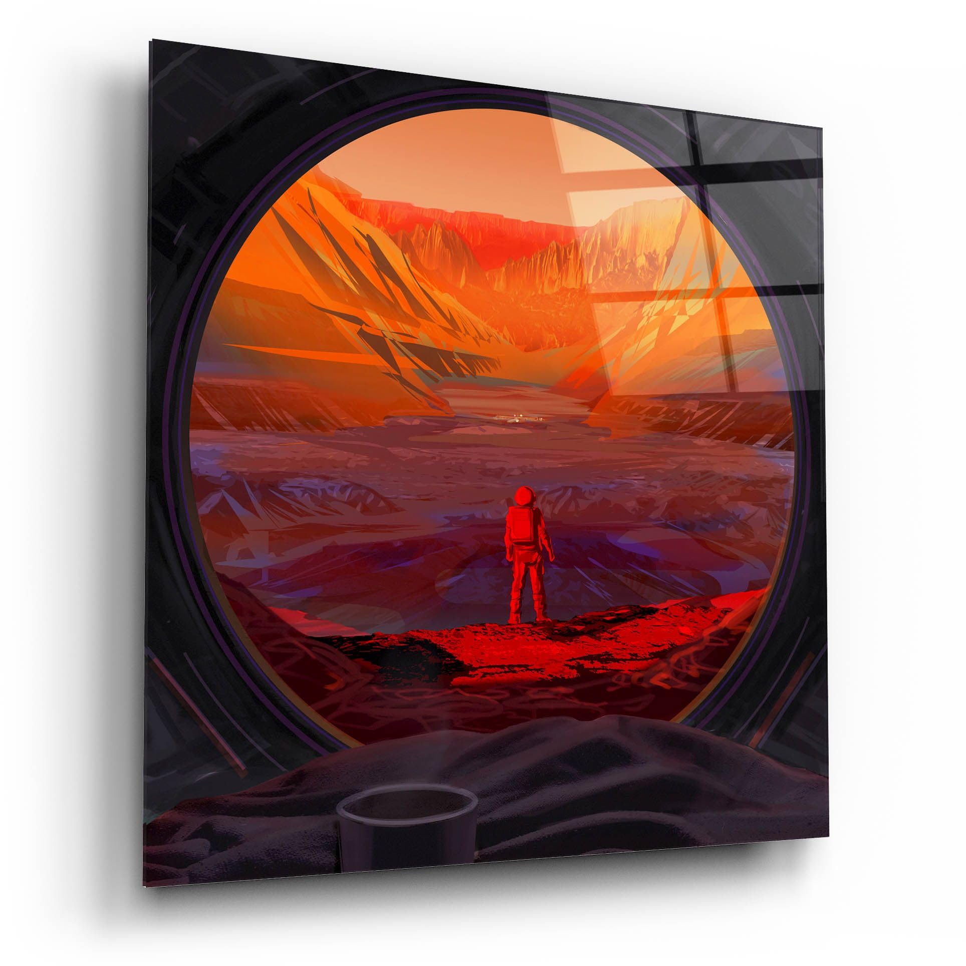 Epic 'On Mars' Acrylic Glass Wall Art - 12x12 Inch Modern Space Themed Home Decor - Perfect for Living Room, Bedroom or Office Decoration