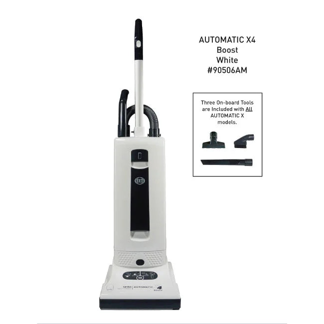 SEBO 90506AM Automatic X4 Boost White Vacuum Cleaner - Powerful Suction for Pet Hair, Hardwood Floors & Carpets - Ideal for Home Cleaning & Allergy Relief