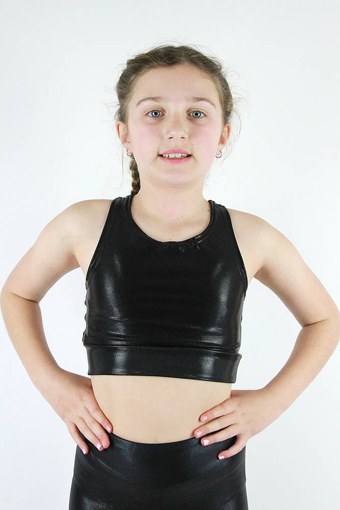 Sparkle Black Girls Crop Top - Trendy Summer Fashion Top for Teens & Kids - Perfect for Parties, Concerts & Casual Wear