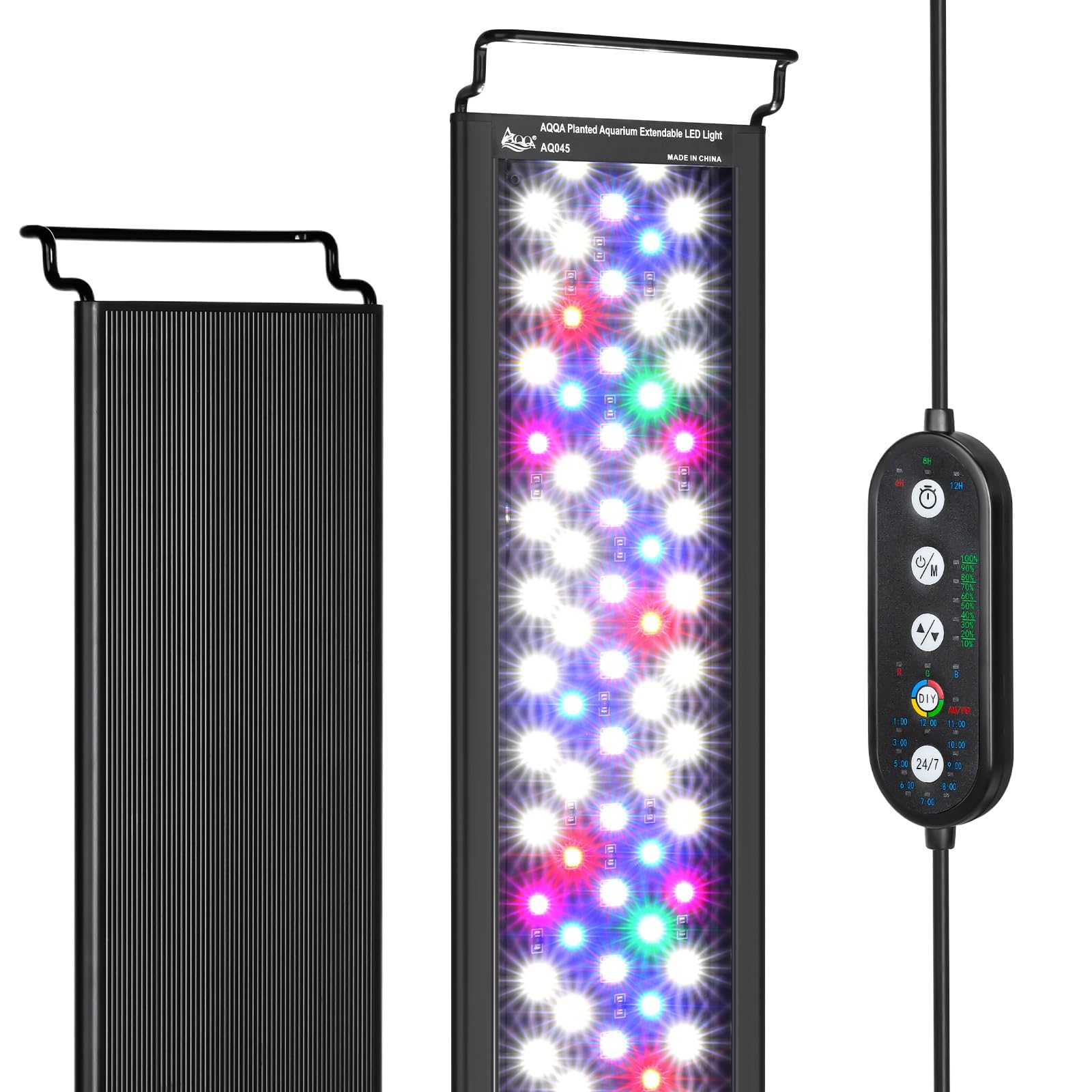 AQQA 22W Full Spectrum LED Aquarium Light for Planted Fish Tanks - 24-32 Inch Adjustable Brightness with 10 Colors, 24/7 Natural Mode Timer & Extendable Bracket - Waterproof for Freshwater/Saltwater Aquariums (Perfect for Reef Tanks, Aquatic Plants & Home Decor)