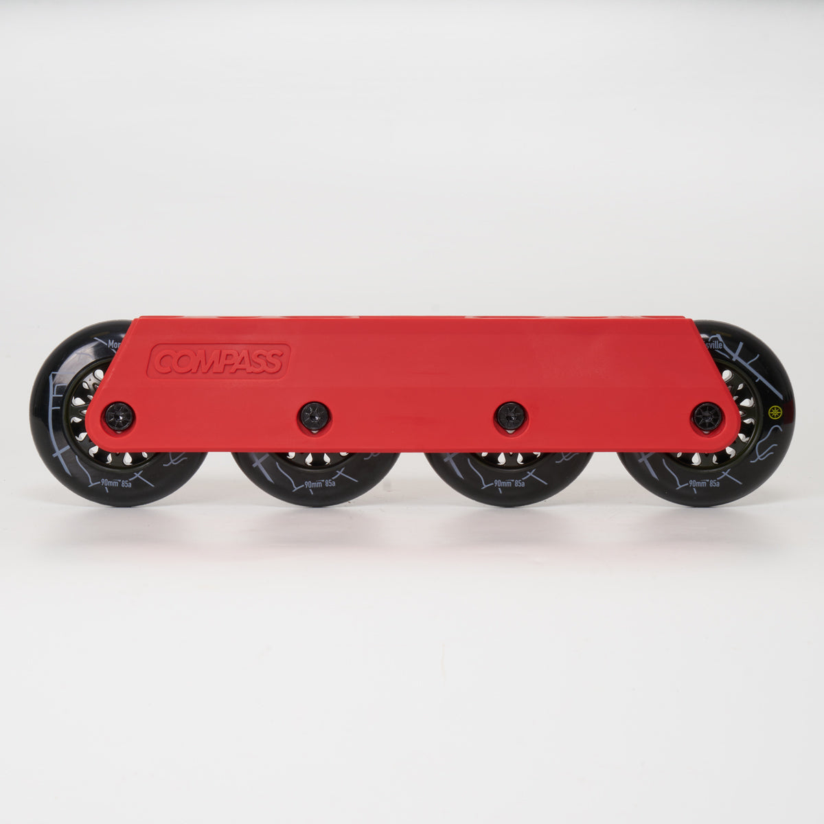 90mm UFS Complete Frames for Roller Skates - Compass North Wilkesboro - Red | Perfect for Outdoor Skating, Rink Sports & Roller Derby