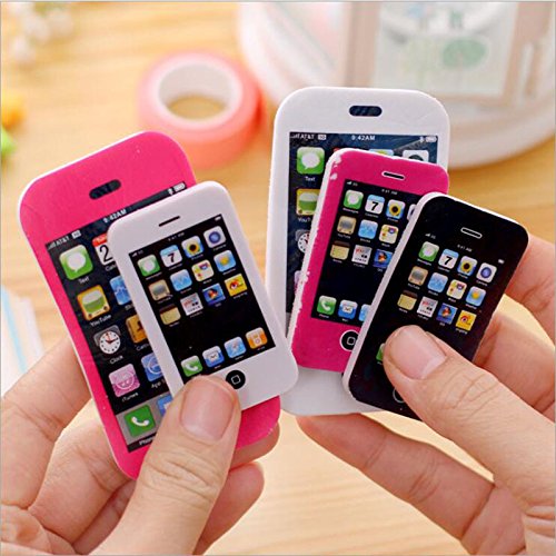 GRANDEY Novelty Phone-Shaped Rubber Eraser - 3-Pack Large Cute Erasers for School, Office & Art Supplies | Fun Kawaii Stationery Gifts for Kids, Students & Teachers | Perfect for Homework, Drawing & Classroom Use