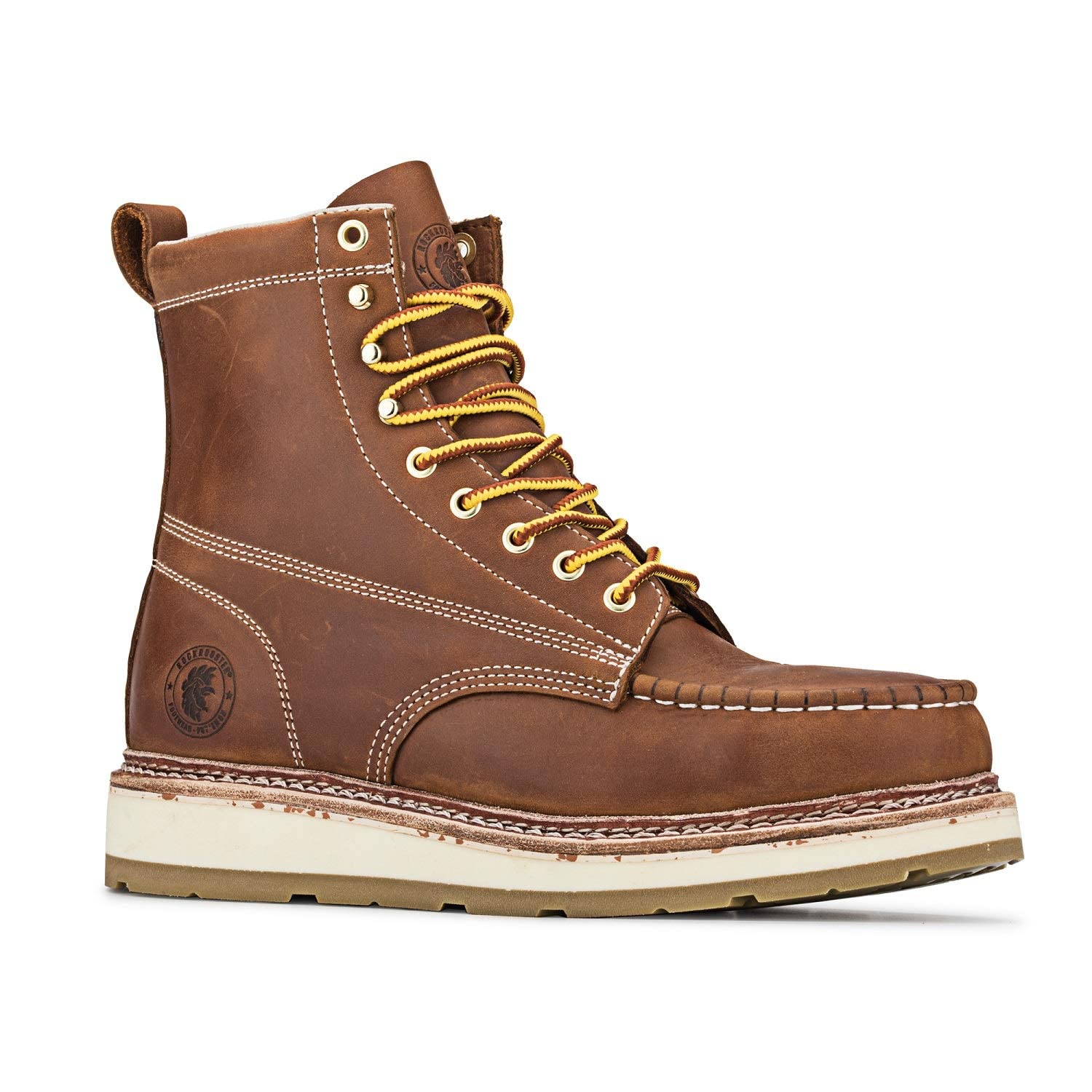 ROCKROOSTER Men's Comfortable Work Boots - Non-Slip, Oil Resistant, Wide Width Safety Shoes with Poron XRD & Coolmax Technology | ASTM F2892-18 EH Certified | Anti-Fatigue Design for Construction, Warehouse & Outdoor Work