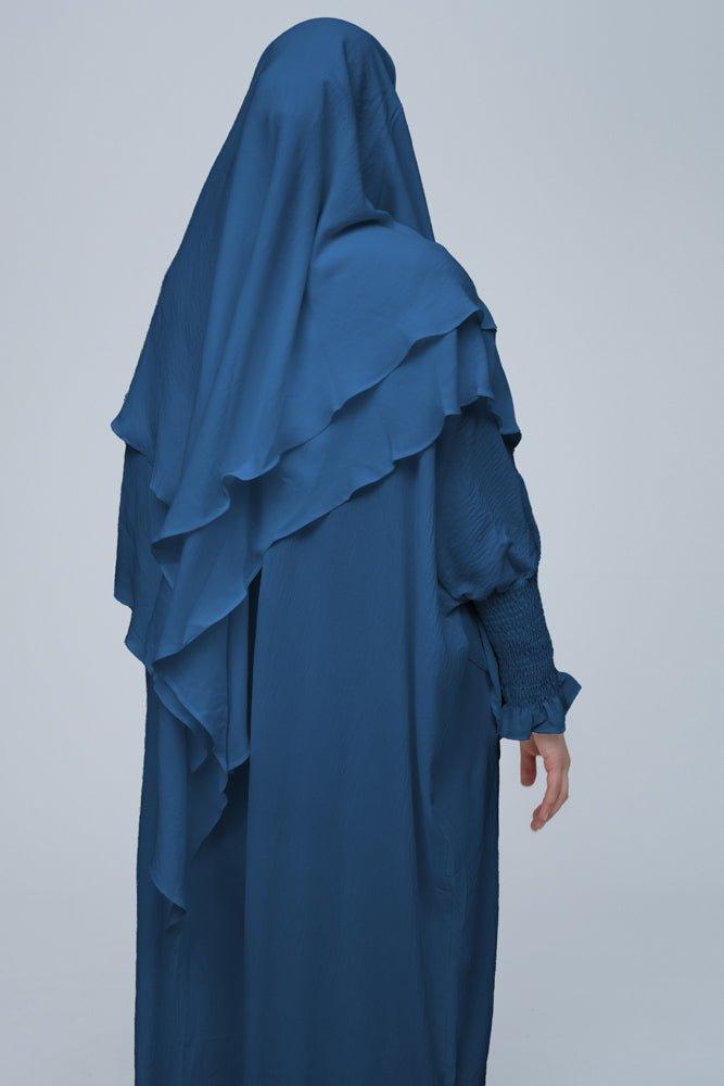 Blue Pristine Prayer Gown for Umrah & Salah - Modest Islamic Prayer Dress for Women, Lightweight & Comfortable for Home Worship or Mosque Prayers