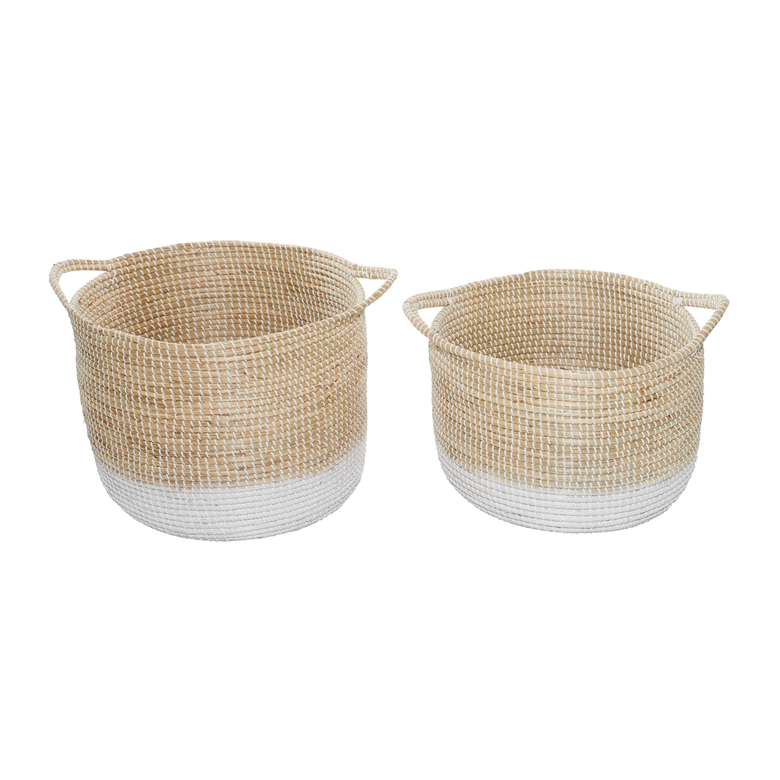 Deco 79 Handmade Seagrass Storage Basket Set of 2 - 18