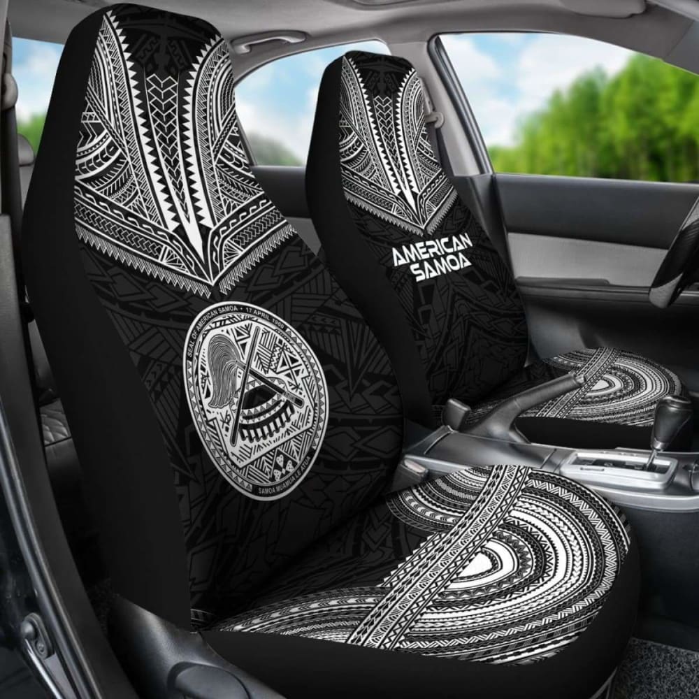 American Samoa Car Seat Cover - Polynesian Chief Tattoo Design, Black Version (10 174914) | Durable Protection for Cars, Trucks & SUVs