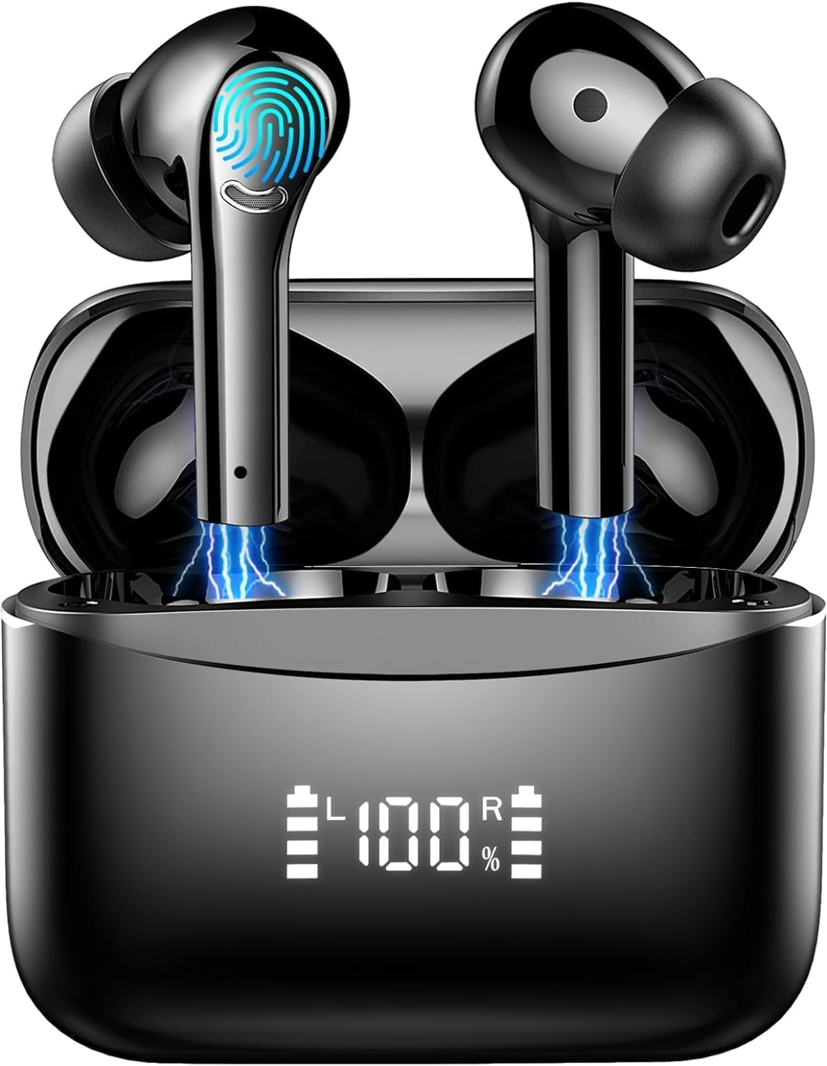 Wireless Bluetooth Headphones 5.4 with ENC Noise Cancelling Mic, Hi-Fi Stereo Sound, 35H Playtime, IP7 Waterproof, Touch Control LED Display - Perfect for Workouts, Commuting & Gaming (Compatible with iOS/Android)