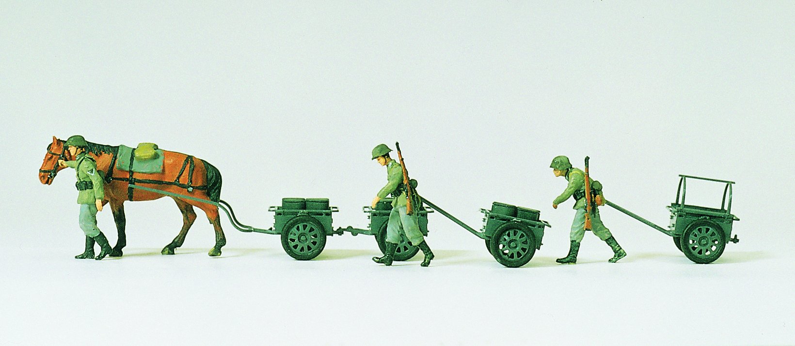 Preiser 16547 1:87 Scale HO Model Train Infantry Carts - Perfect for Model Railroad Scenery, Military Dioramas, and Historical Displays