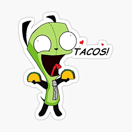 Gir Loves Tacos Invader Zim Vinyl Sticker - Waterproof Decal for Laptop, Car, Truck, Phone & Wall Decor - Cute Anime Cartoon Stickers for Fans, Teens Room & Office Workspace