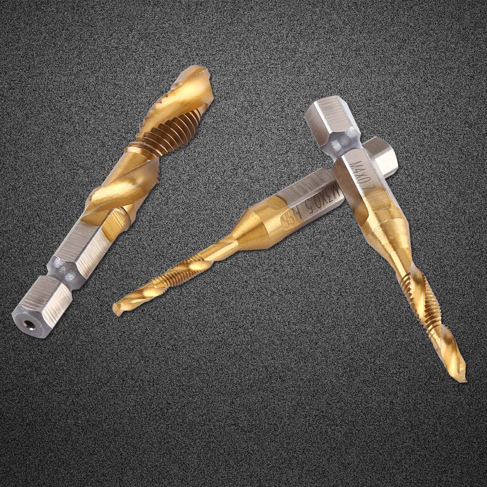 6Pcs High-Speed Steel Coated Drill and Tap Set - Metric Thread M3-M10 with 1/4
