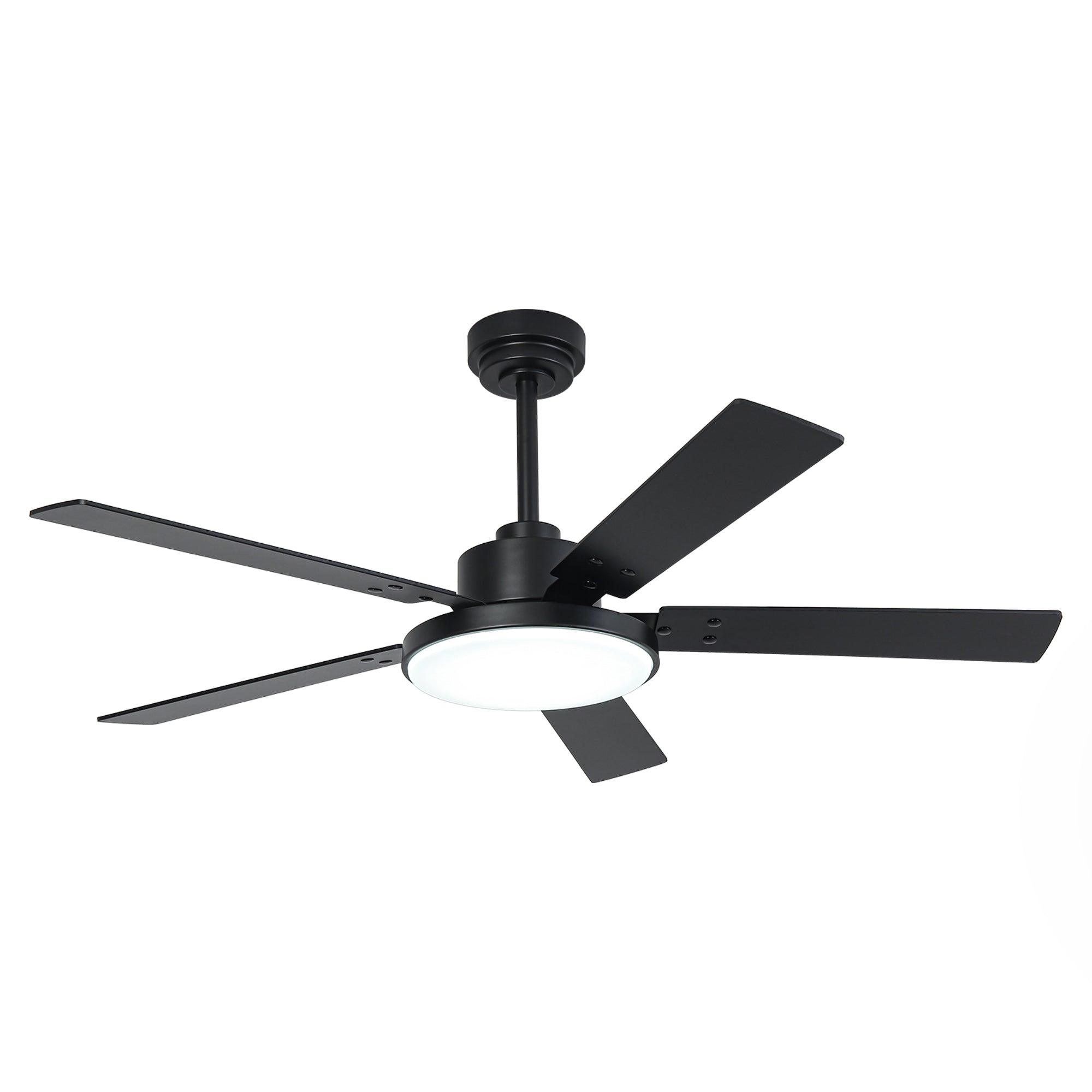 Vaczon 52 Inch 5-Blade Modern Ceiling Fan with LED Light, Remote Control & DC Motor - Energy Efficient Cooling for Living Room, Bedroom & Patio