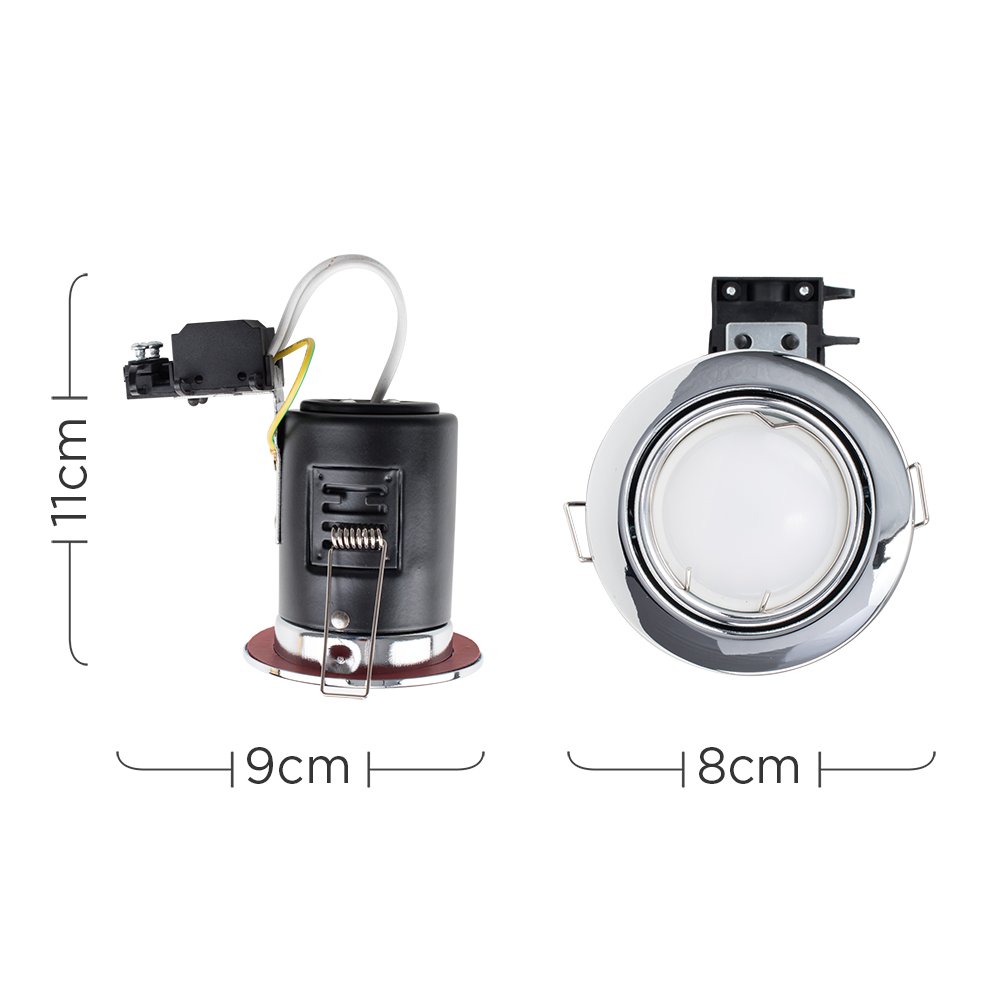 Fire Rated Polished Chrome Tiltable GU10 Recessed Ceiling Downlights - Modern Round Ceiling Spotlights for Home Décor & Lighting Improvement - Set of 20 Pack - Perfect for Living Room, Kitchen, Bedroom & Office Lighting
