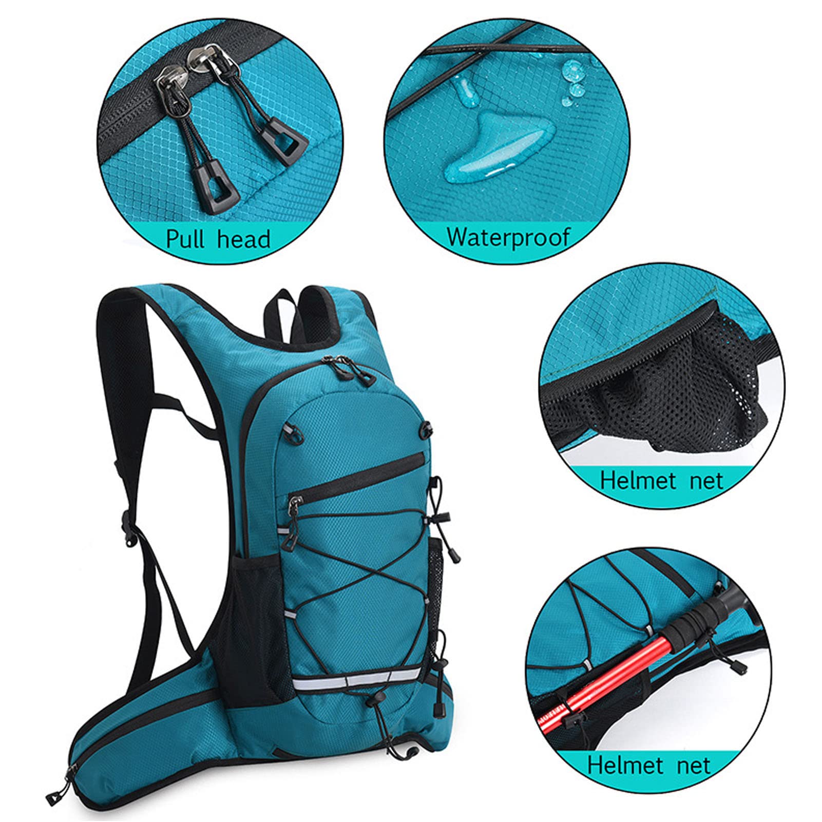 Lightweight Bike Hydration Backpack - Waterproof Cycling Pack for Hiking & Outdoor Sports (Blue)
