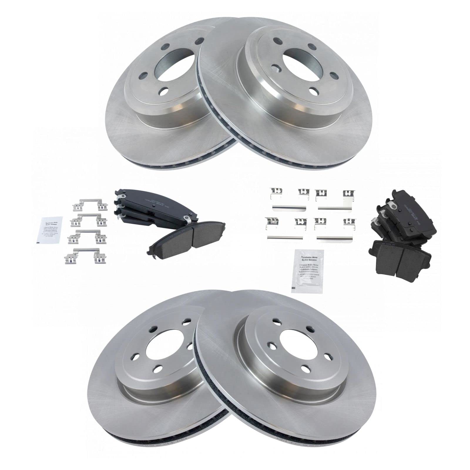 High-Performance Ceramic Front & Rear Brake Pads and Rotors Kit - Compatible with Chrysler 300 (2005-2019), Dodge Challenger (2009-2019), Charger (2006-2018), Magnum (2005-2008) - Perfect for Daily Driving, Racing & Heavy-Duty Use