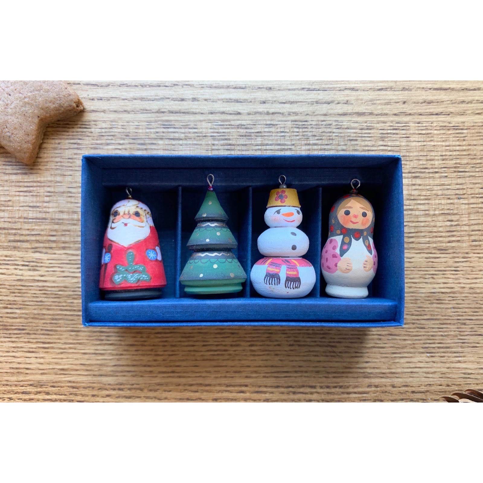 Hand-Painted Wooden Christmas Tree Ornaments - Unique Russian Handmade Holiday Decor - Eco-Friendly Wood Toys by RUS Heritage - Perfect for Christmas Tree Decorating, Gift Giving & Holiday Home Decoration