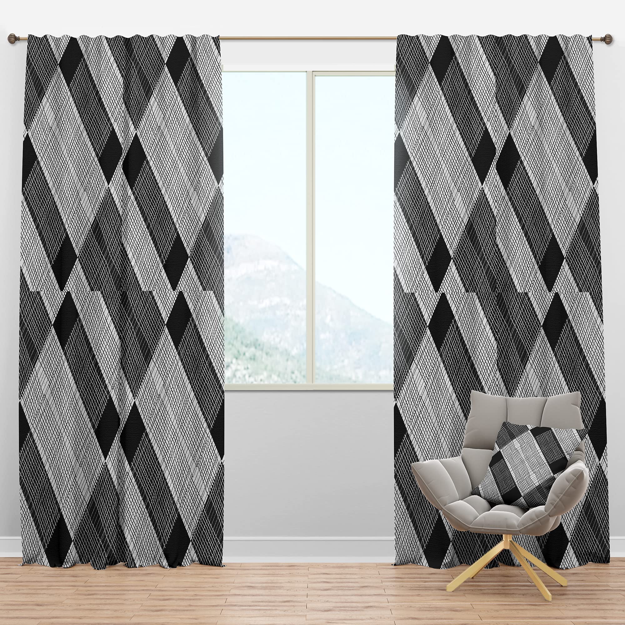 Black and White Checkered Blackout Curtains - Thermal Insulated Single Panel (52x63 inches) for Bedroom & Living Room - Noise Reducing & Light Blocking Drapes for Better Sleep & Home Privacy