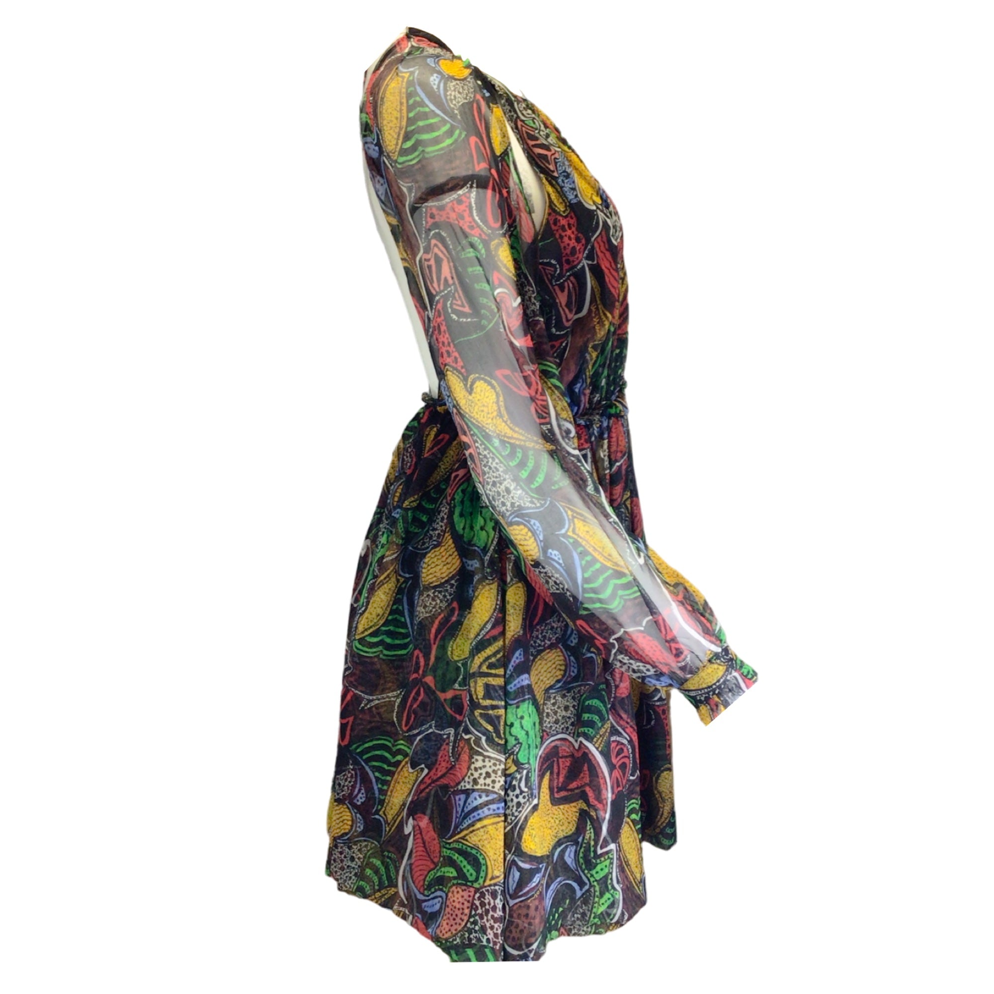 Missoni Black & Multi-Color Printed Open Back Silk Dress - Elegant Evening Wear for Parties & Special Occasions