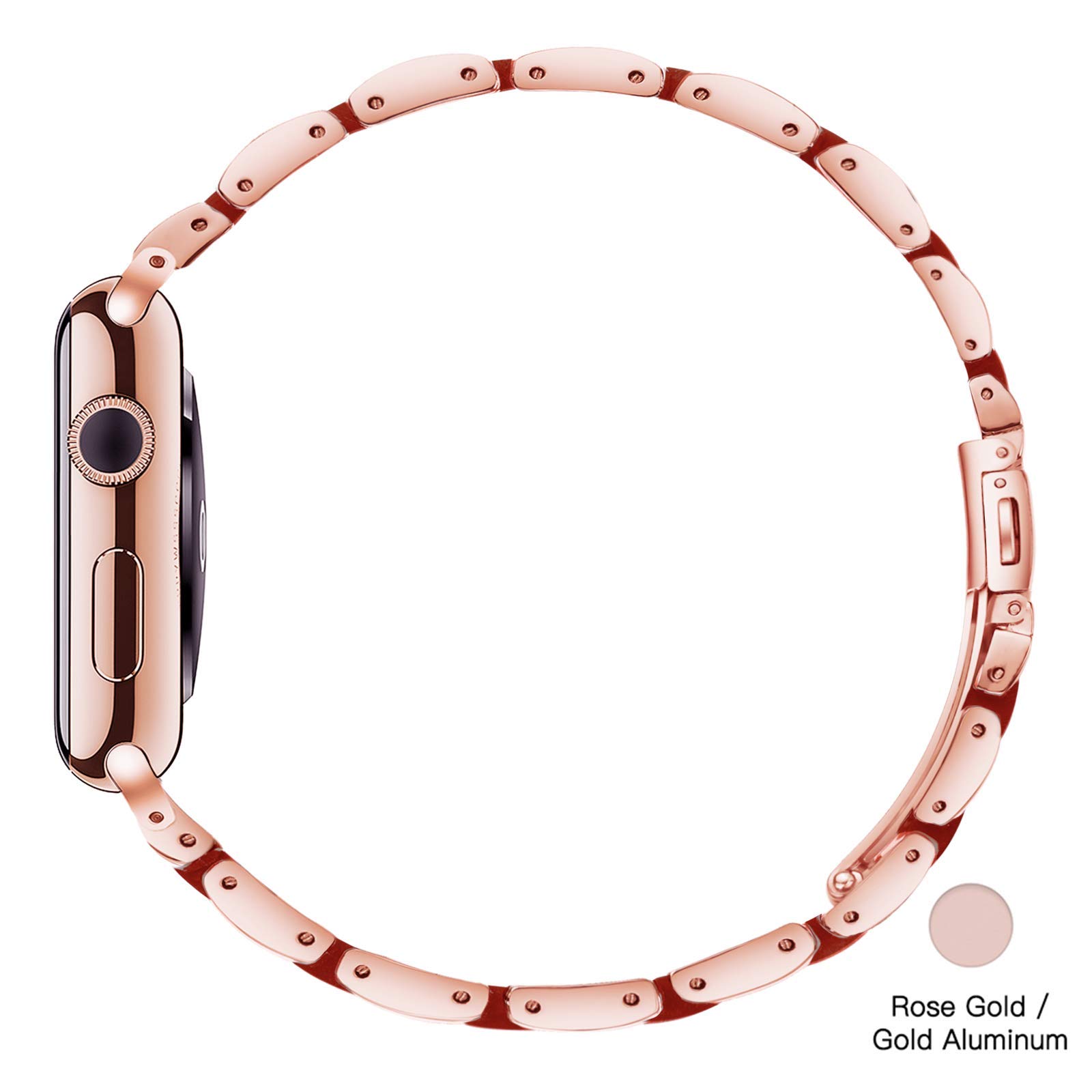 Luxury Resin & Stainless Steel Apple Watch Band for Women - Comfortable iWatch Strap Compatible with Series 9/8/7/SE/6/5/4/3/2/1 (Rose-Wine Red, 38mm/40mm/41mm) - Perfect for Workouts, Office & Everyday Fashion