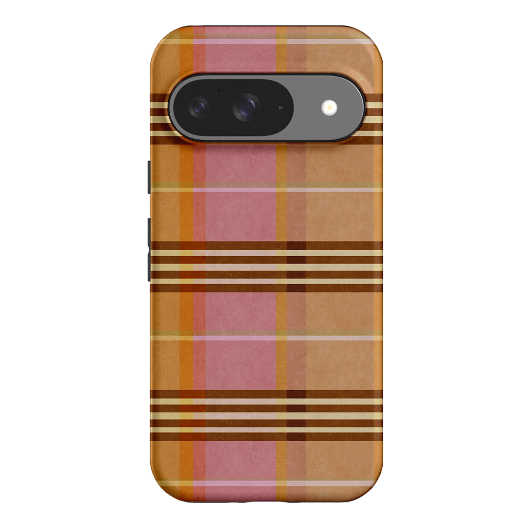 Peachy Plaid Phone Case for iPhone 15/14/13/12/11 Pro Max - Cute Tartan Pattern Protective Cover with Shockproof Design - Perfect for Everyday Use, Travel & Fashion Accessories