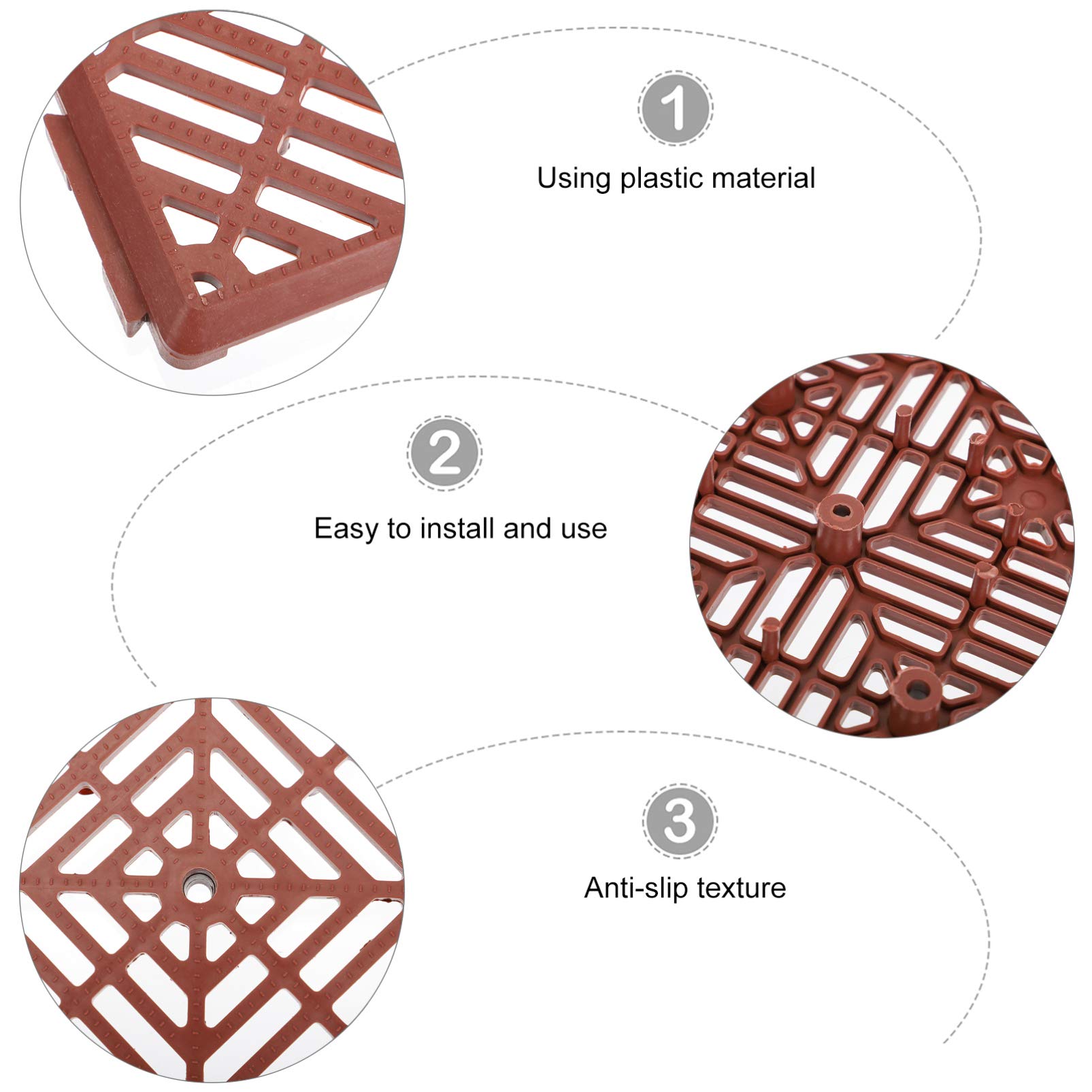 DOITOOL 5-Pack Non-Slip Garden Floor Mats - Durable Plastic Outdoor Floor Tiles for Patio, Yard & Deck - Interlocking Anti-Slip Surface for Poolside, Garage & Play Areas