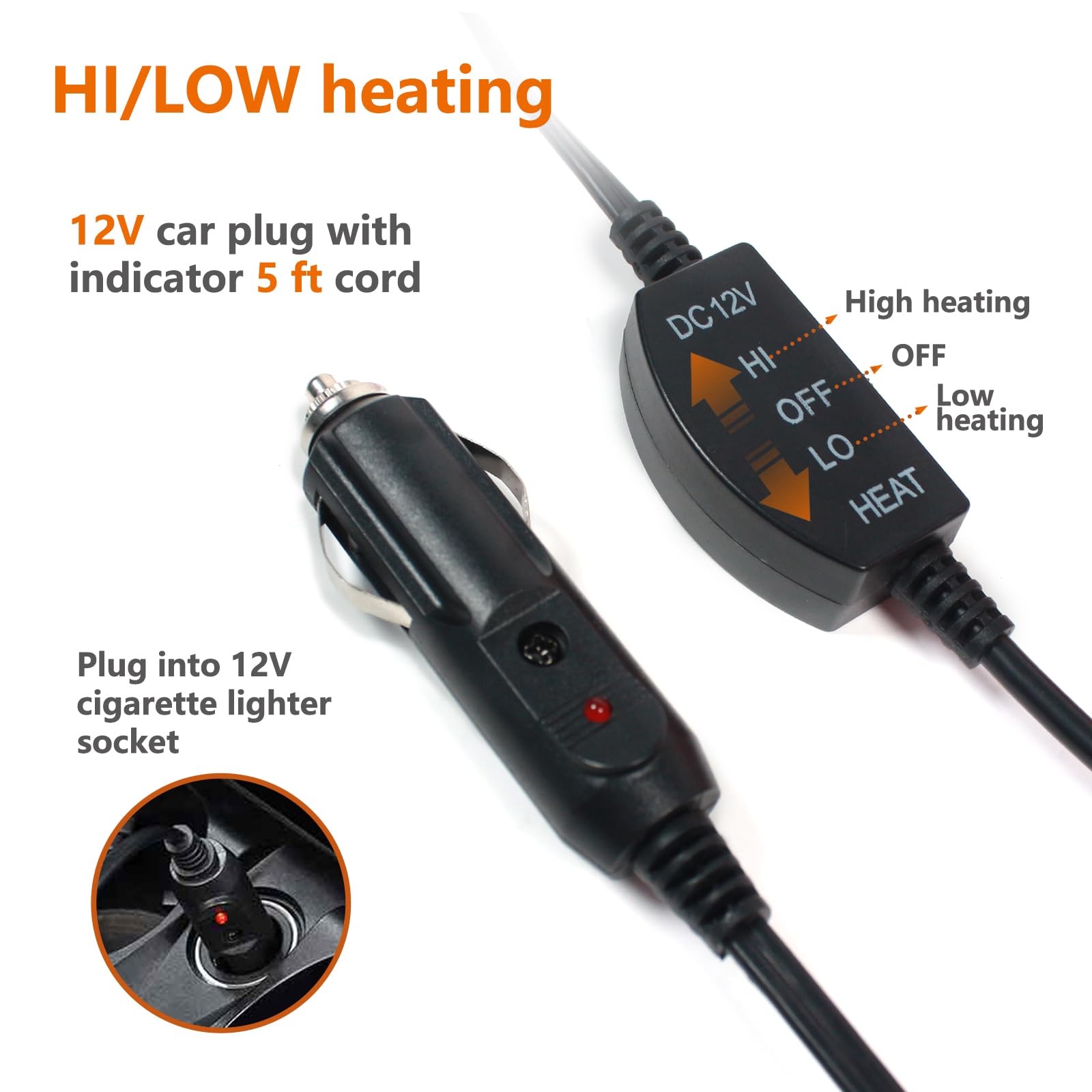 12V Electric Heated Car Blanket with 2 Heat Levels - Portable Heated Blanket for Cars, Trucks & SUVs - Perfect for Winter Road Trips & Camping (Coffee Brown)