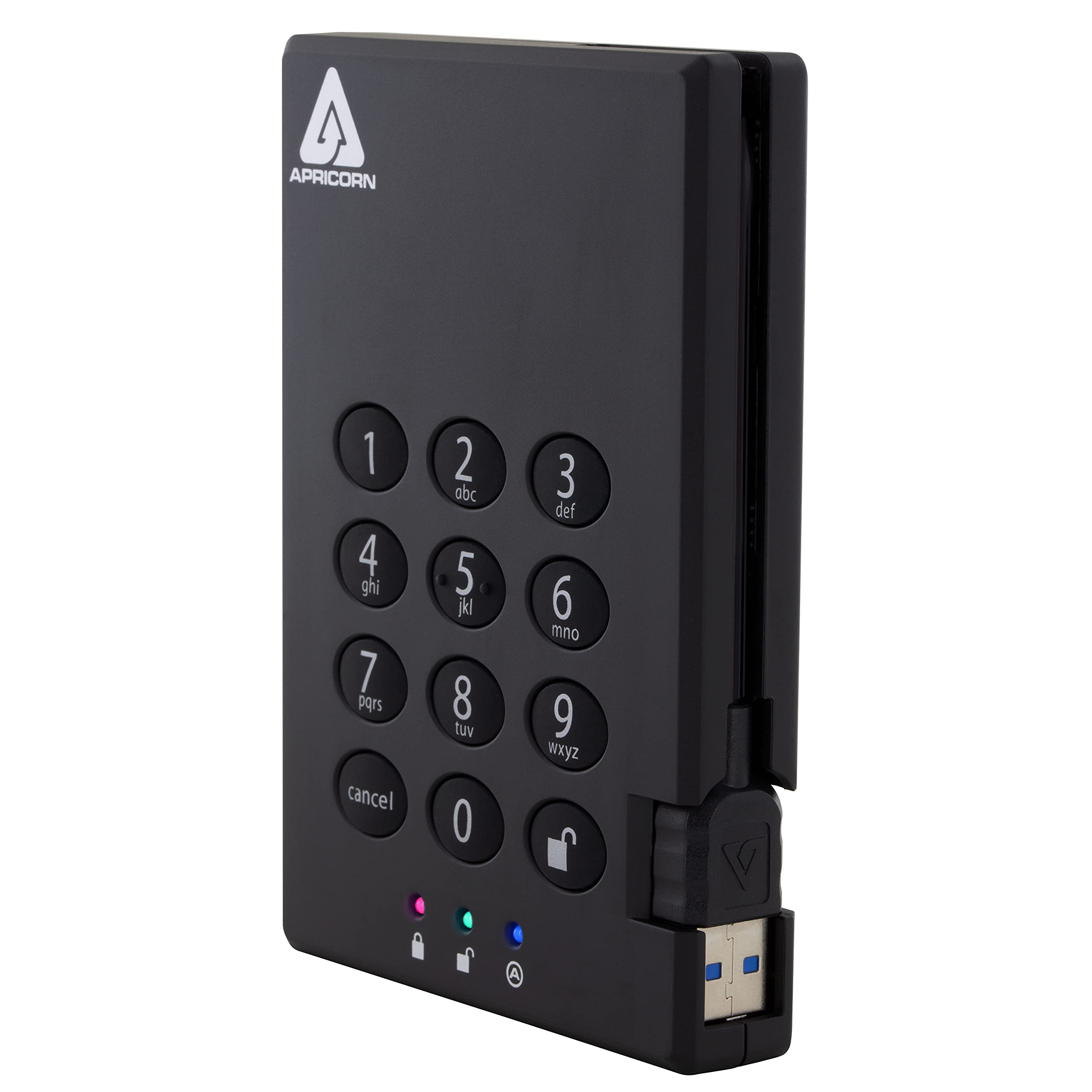 Apricorn 512GB Aegis Padlock USB 3.0 Encrypted External SSD - 256-Bit AES Hardware Encryption, Portable Secure Storage Drive (A25-3PL256-S512) - Perfect for Business Data Protection, Financial Records & Sensitive File Backup