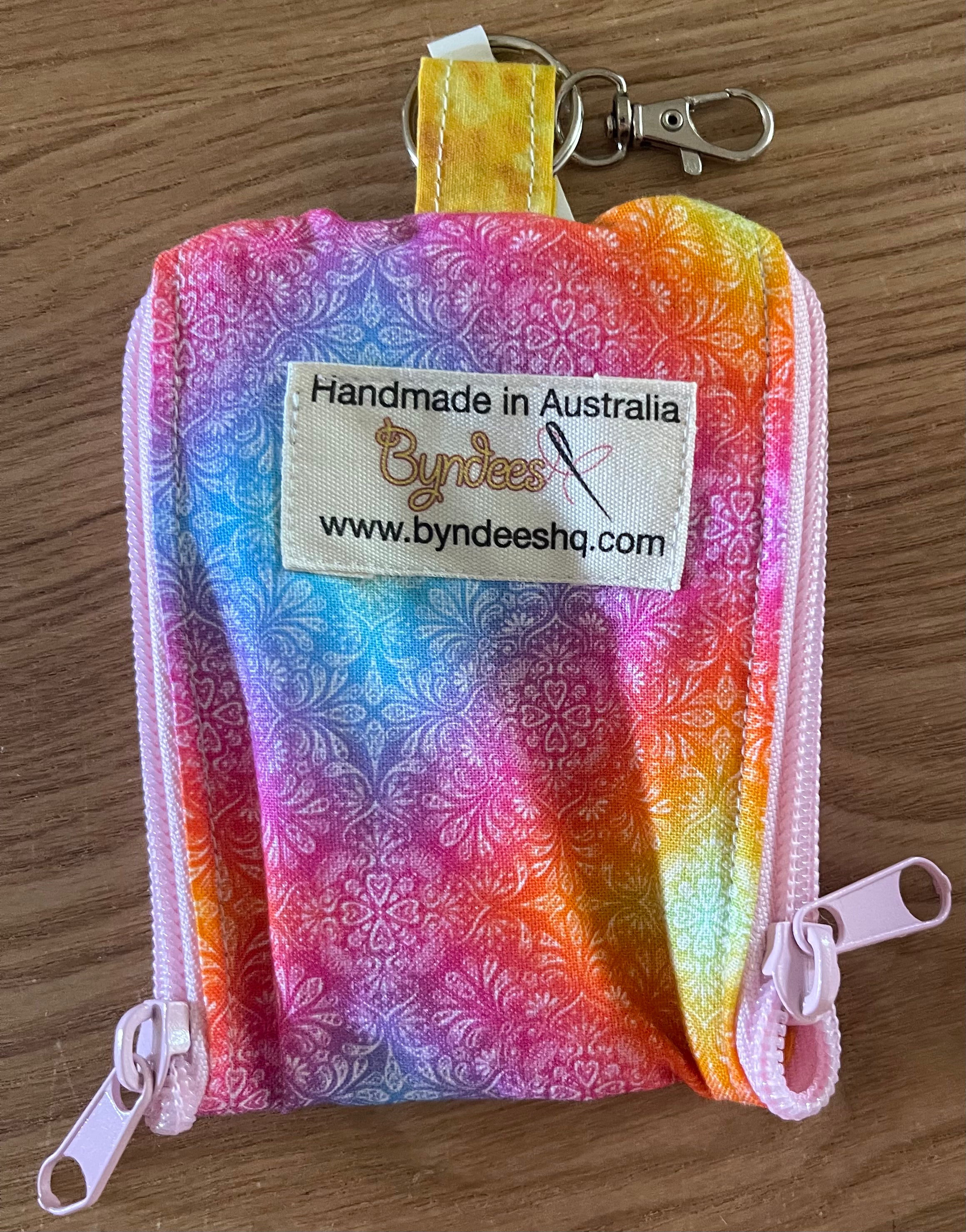 2 Pocket Zipper Keychain Purse with Dots & Bright Patterns - Compact Wallet for Keys, Cards & Cash - Perfect for Travel, Shopping & Everyday Use