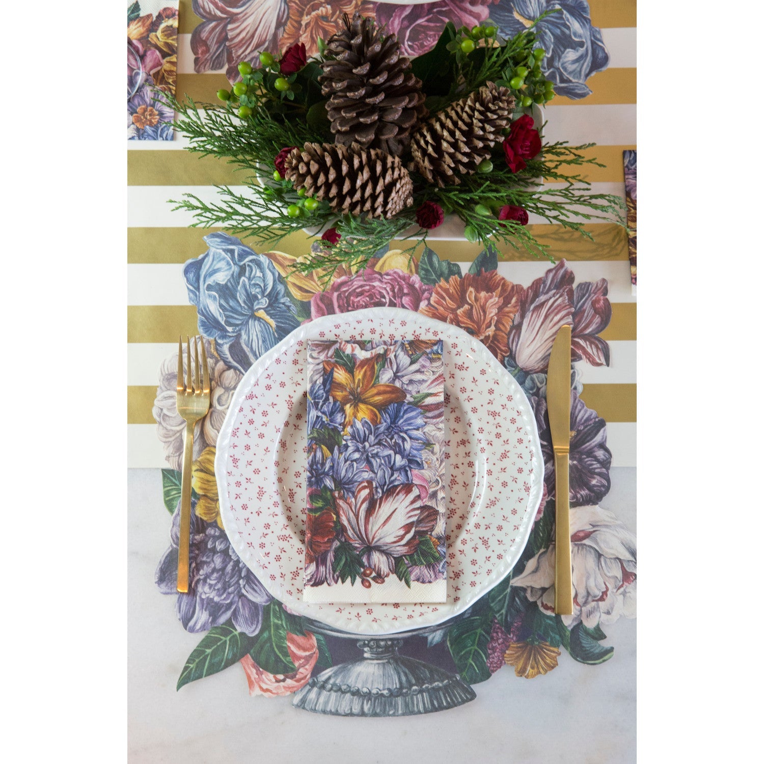 Dutch Floral Napkins - Elegant Cotton Table Napkins for Dining, Parties & Home Decor - Perfect for Weddings, Events & Everyday Use