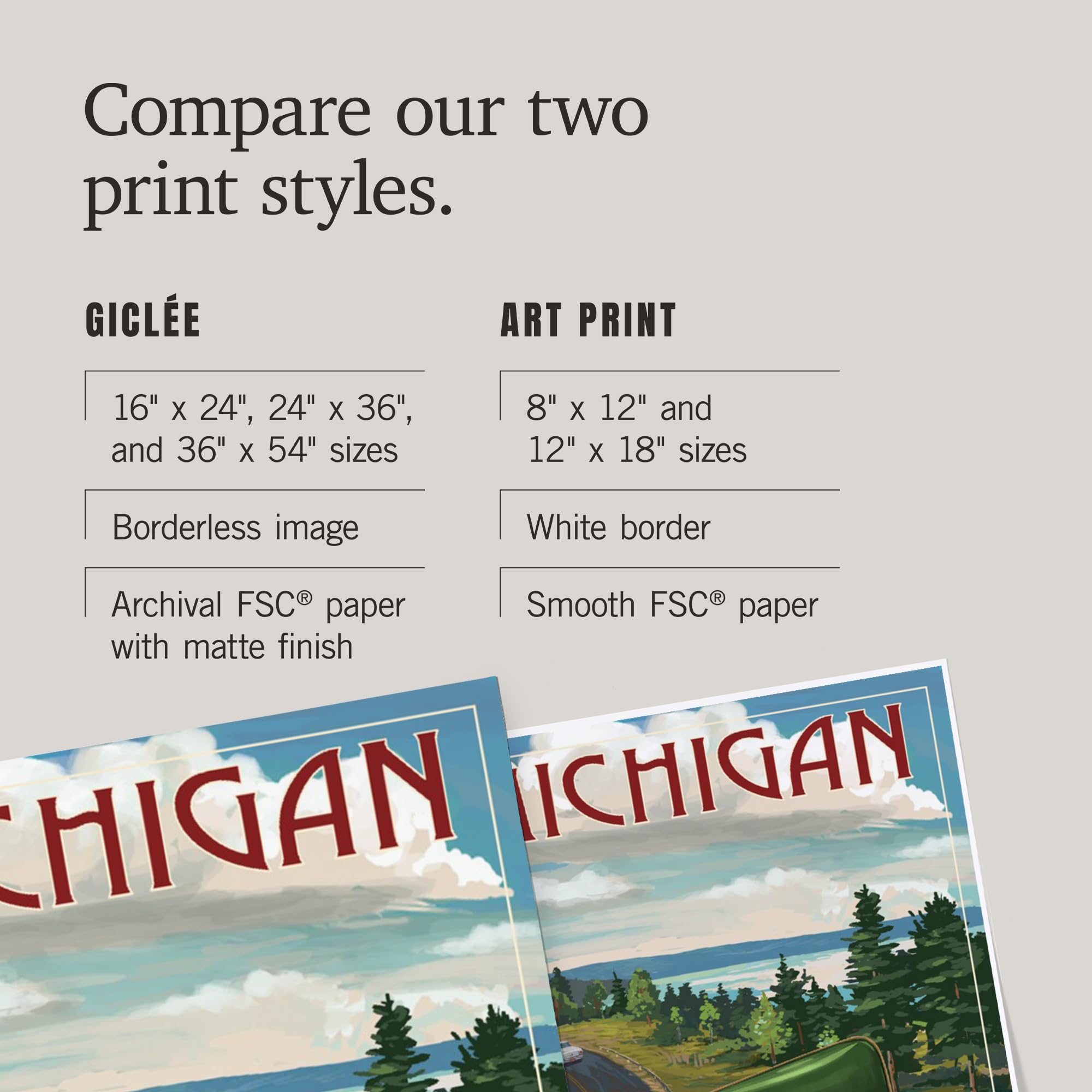 Lantern Press 16x24 Inch Giclee Print - Michigan Camper Van Wall Art - Perfect for Home Decor, Office & Cabin Aesthetic