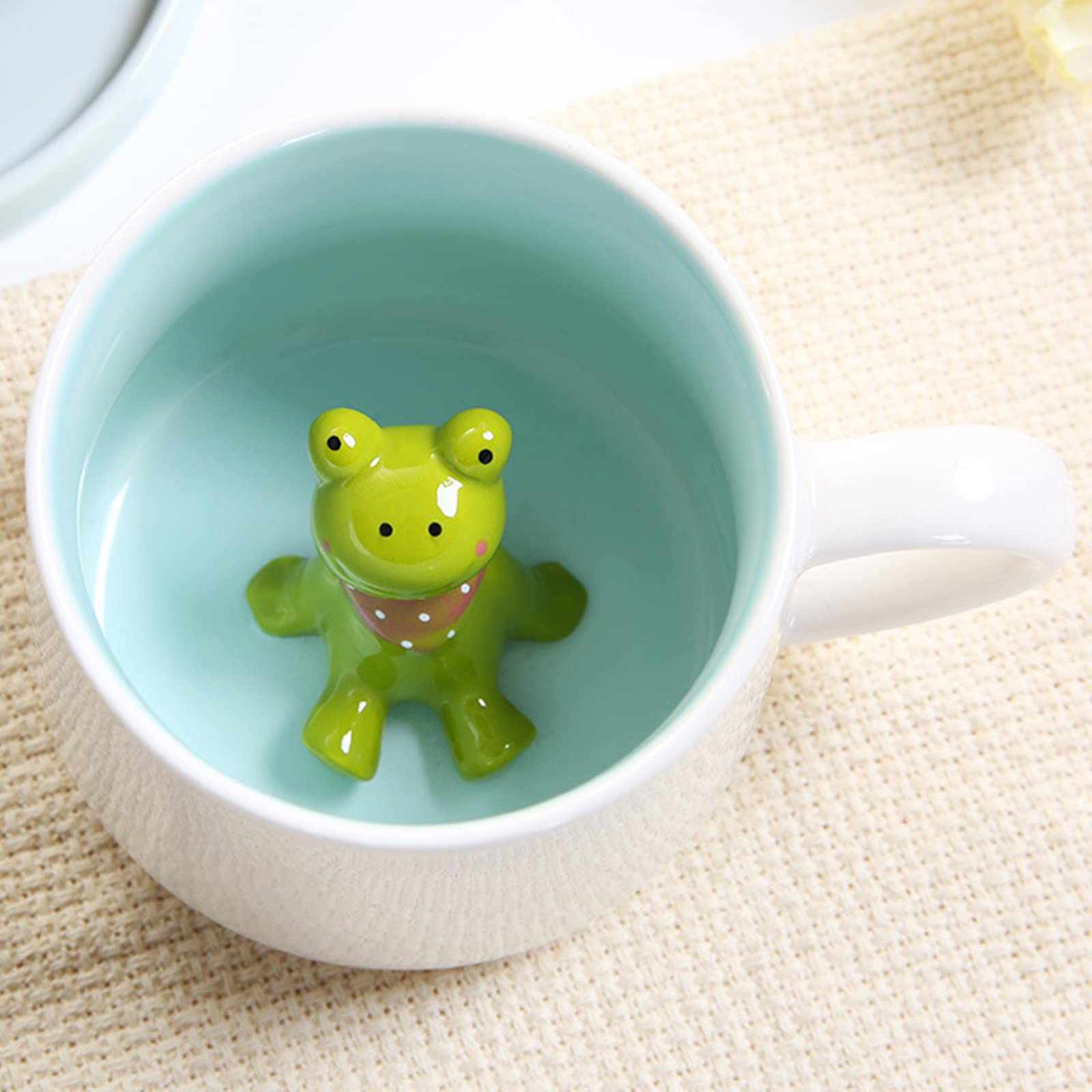 Funny Frog Coffee Mug with Animal Inside - 12 Oz Ceramic Novelty Cup with Handle & Spoon - Cute Tea Cup for Kids, Unique Birthday Gift for Women & Friends - Perfect for Home, Office & Coffee Lovers