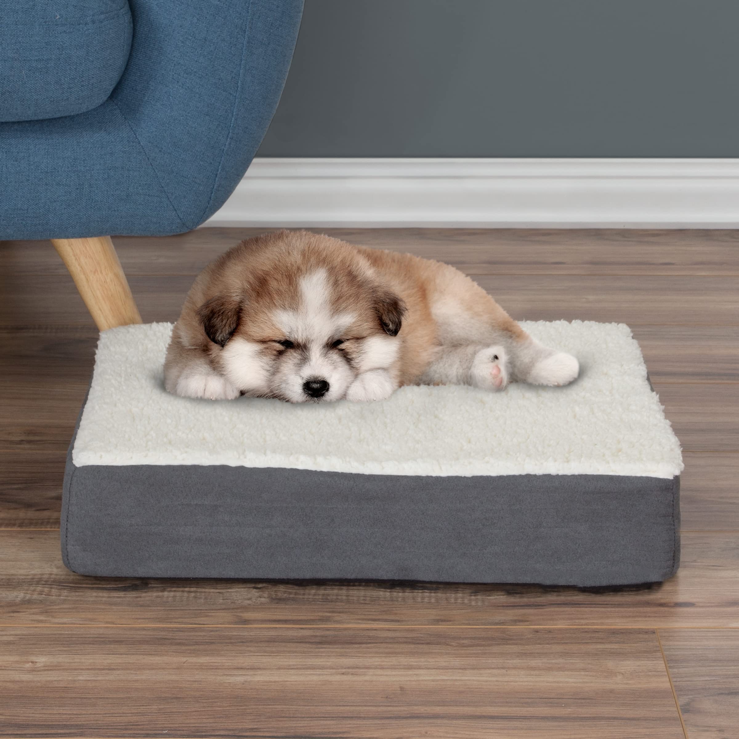Orthopedic Dog Bed for Large Dogs - 2-Layer Memory Foam Pet Bed with Removable Sherpa Cover & Extra Replacement Cover - Comfortable Support for Joint Pain Relief - Perfect for Bedroom, Living Room or Pet Travel (Gray)