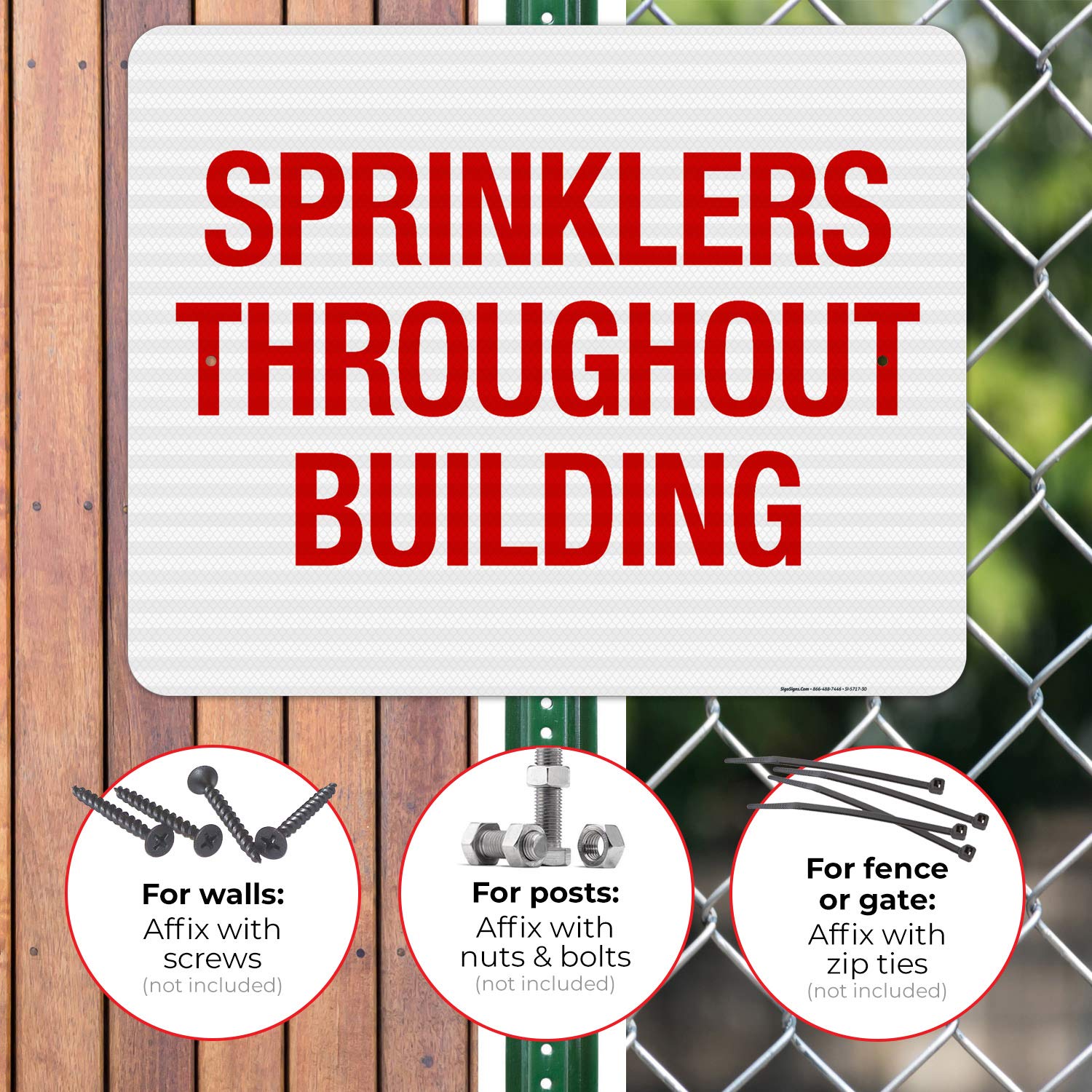 3M EGP Reflective Fire Safety Sign - 'Sprinklers Throughout Building' Aluminum Sign (24x30 Inches) | Fade-Resistant Indoor/Outdoor Use | Made in USA | Ideal for Warehouses, Offices & Public Buildings