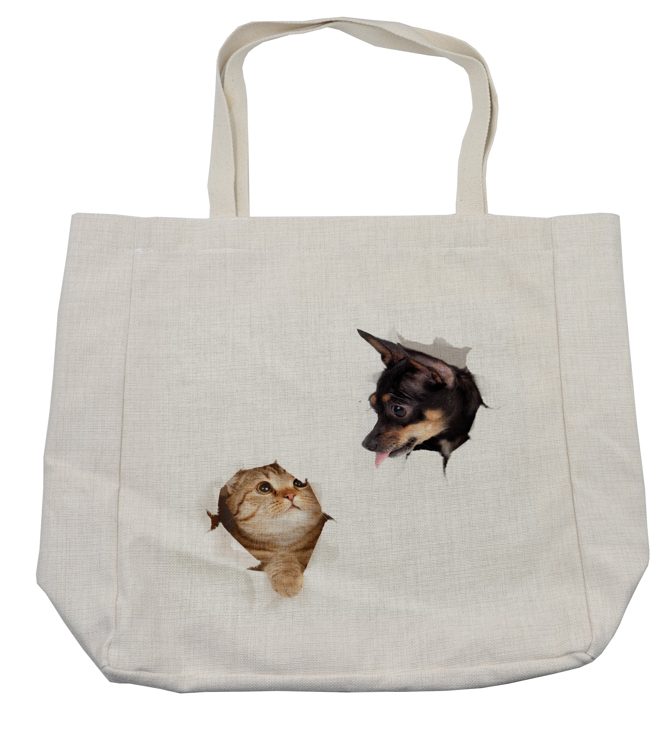 Funny Cat and Dog Print Eco-Friendly Reusable Shopping Bag - 15.5