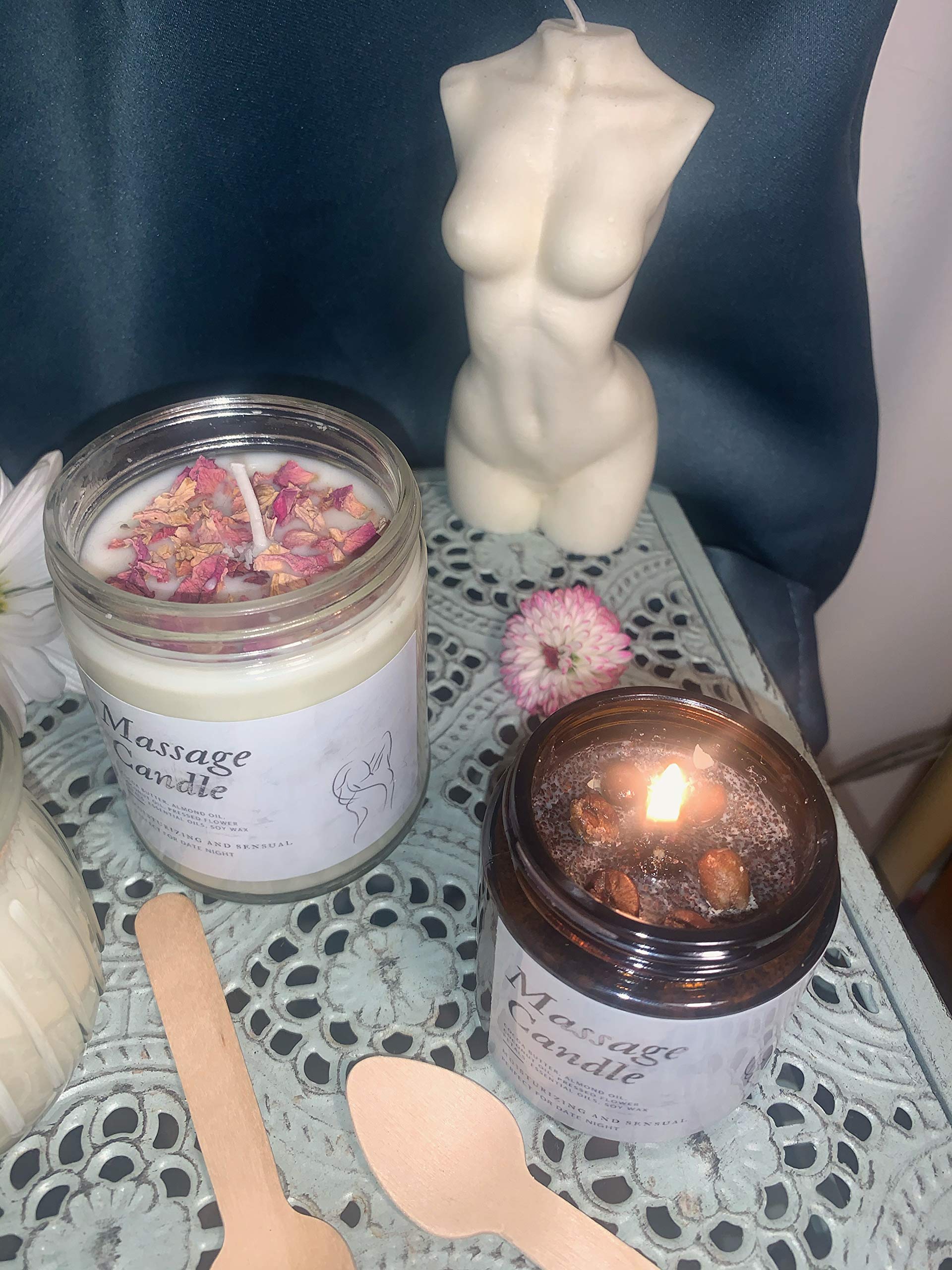 Relaxing Massage Oil Candles - 100% Natural Scented Soy Wax for Aromatherapy & Couples Massage - Perfect for Spa Nights, Romantic Gifts & Self-Care Moments