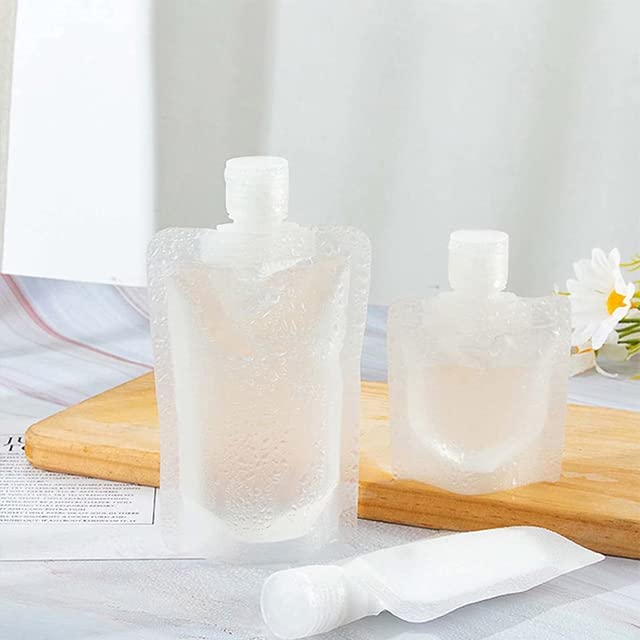 GYANSHOPPE 3-Pack Clear Plastic Stand Up Spout Pouch - Leakproof Travel Bottles for Lotion, Shampoo, Face Cream & Toiletries | TSA Approved Cosmetic Containers for Air Travel, Gym & Vacation Essentials