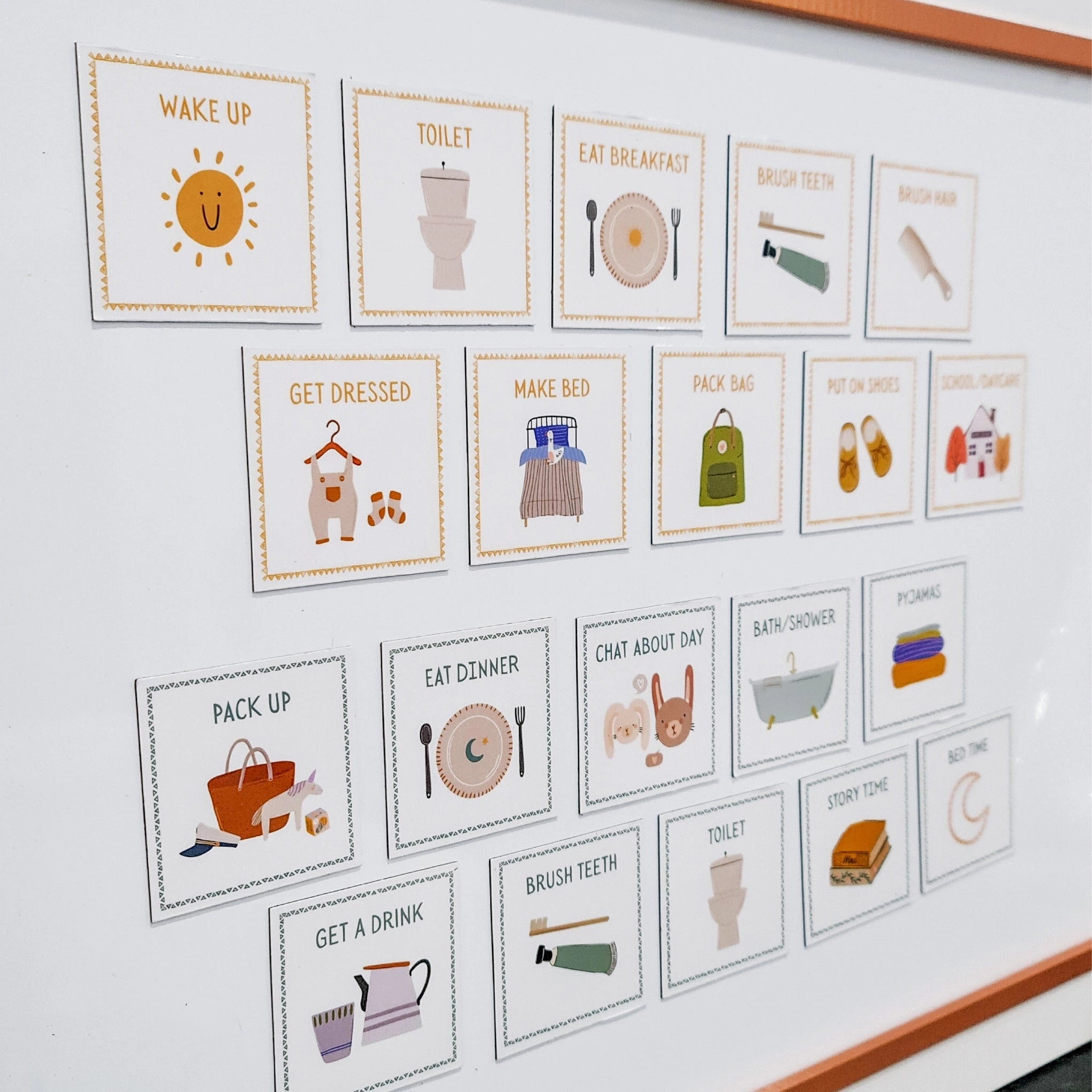 Creative Sprout Magnetic Morning & Evening Routine Cards - 20 Pack for Kids' Daily Schedule & Chore Organization - Perfect for Home, School & Travel
