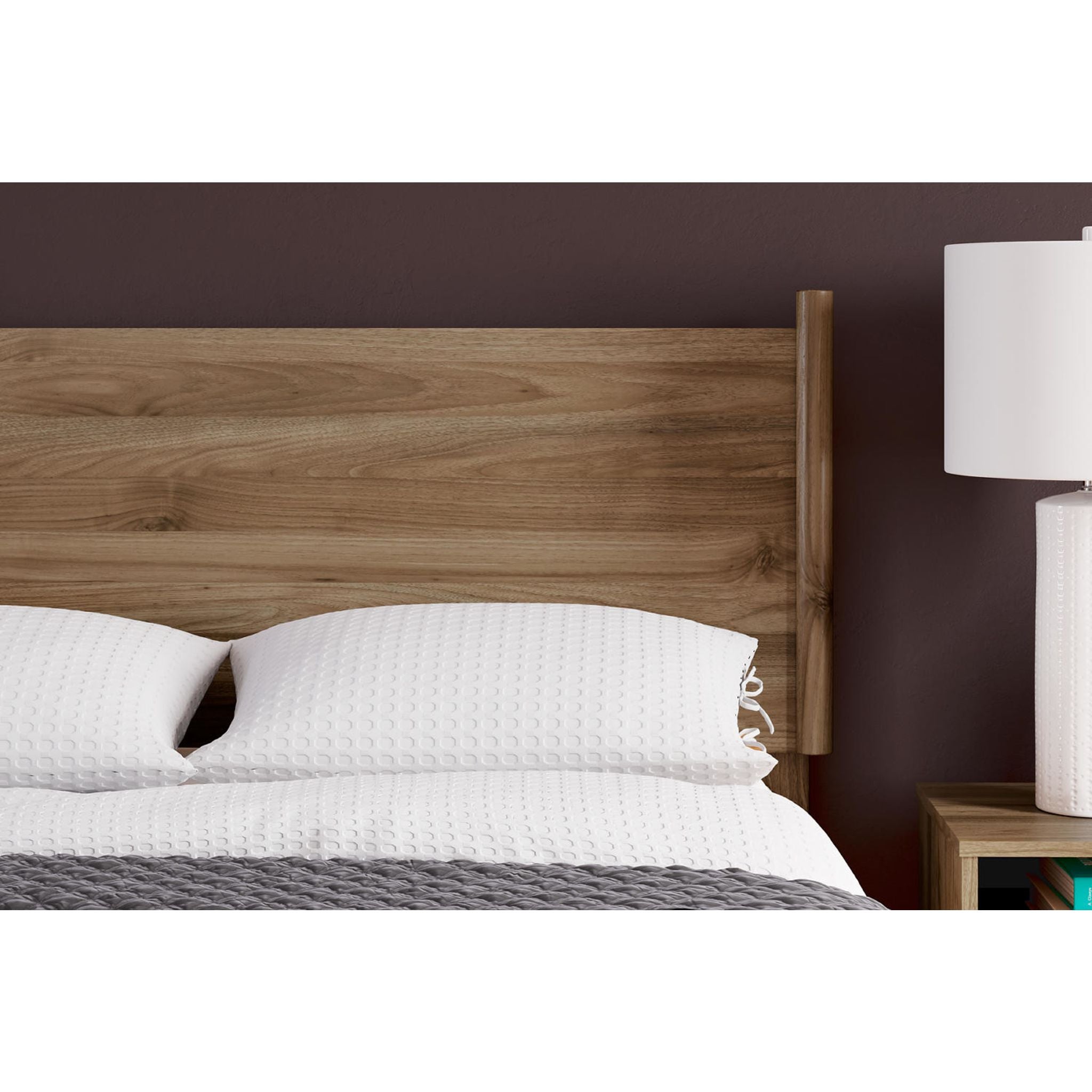 Aprilyn Full Platform Bed Frame - Solid Wood, Honey Finish - Queen Size Bed with Sturdy Slat Support for Modern Bedrooms