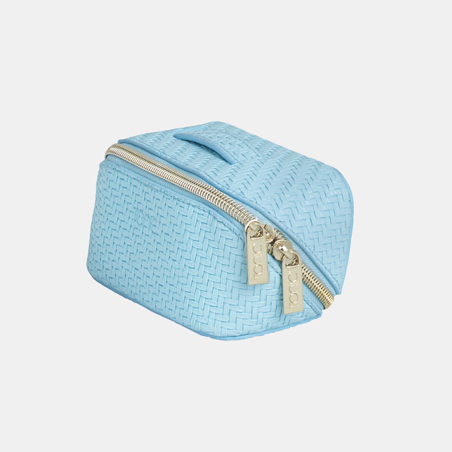 Small Beauty Bag Herringbone Bluebell - Stylish Cosmetic Pouch for Travel, Makeup Organizer, Gift for Women - Perfect for Everyday Use, Gym & Vacation