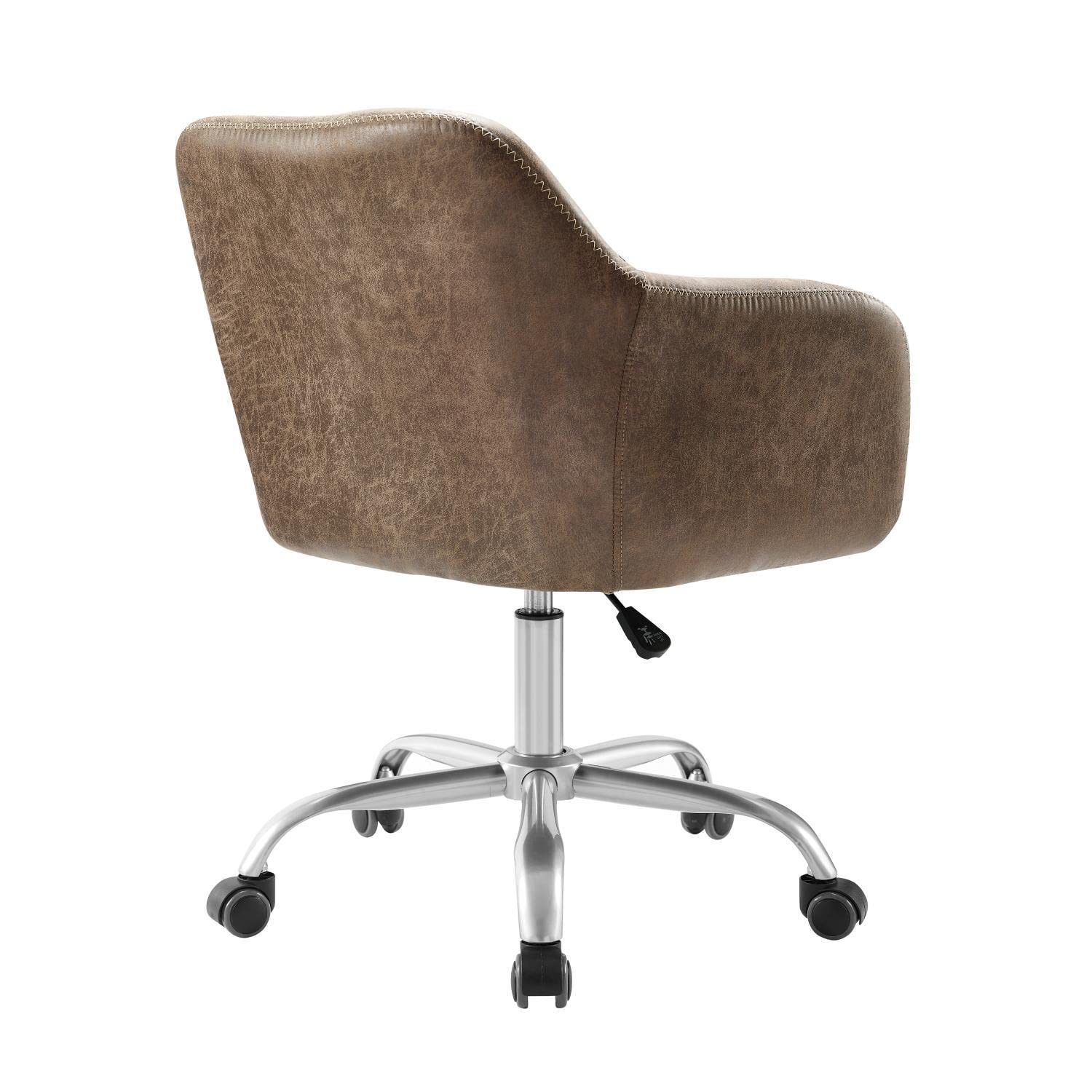 Linon Rylen Ergonomic Office Chair with Adjustable Height & Lumbar Support - Silver Mesh Back Computer Desk Chair for Home & Office Workspace