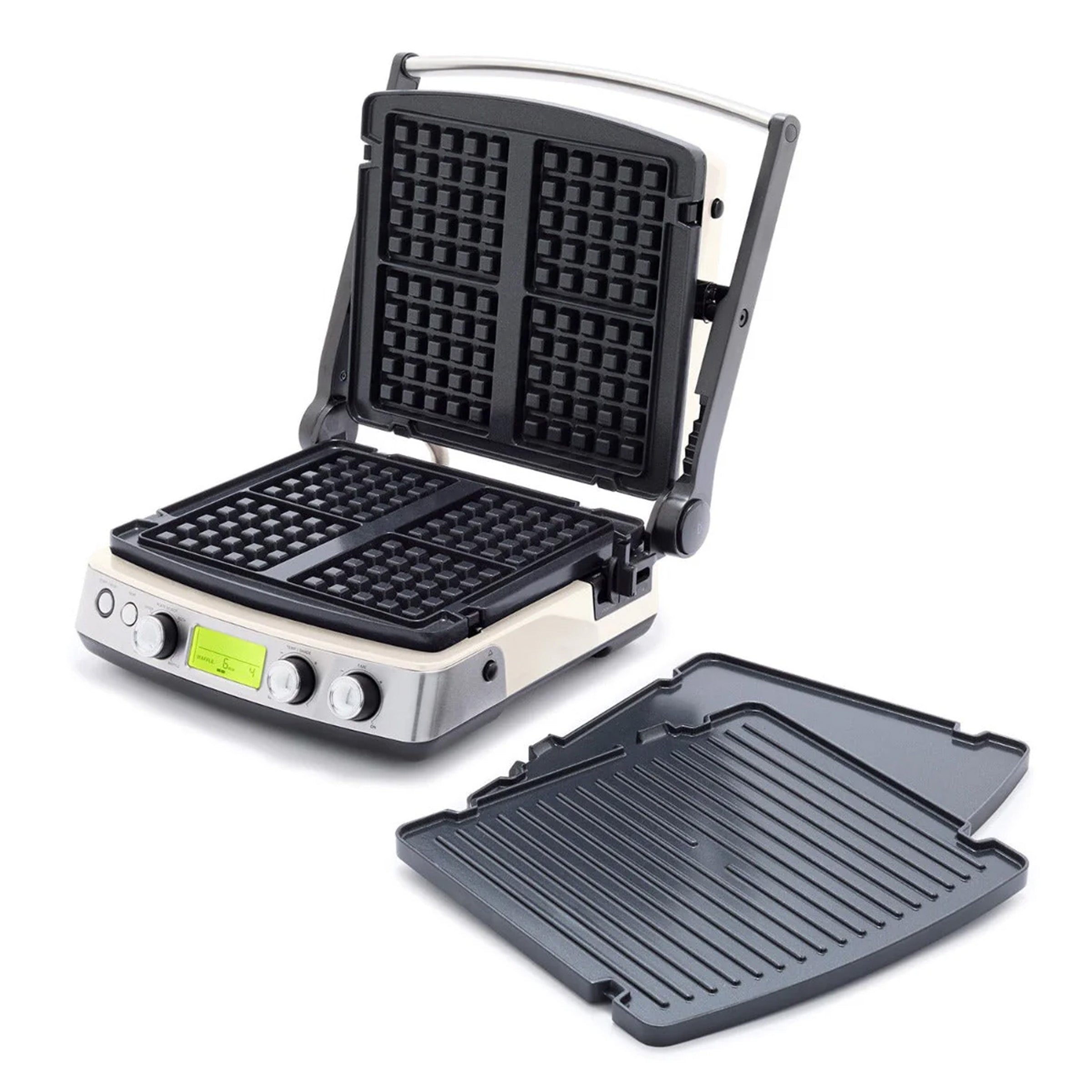 Premium 3-in-1 Electric Grill, Griddle & Waffle Maker - Nonstick Surface with Adjustable Temperature - Perfect for Breakfast, BBQ & Family Gatherings (Cloud Cream Color)