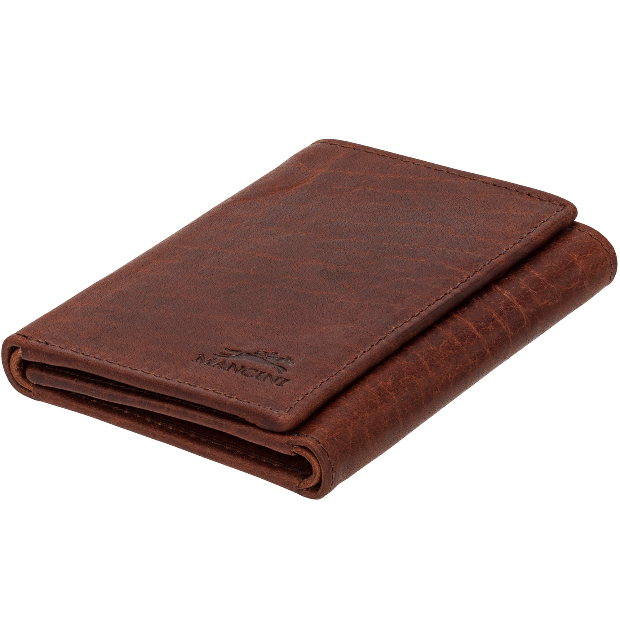 Mancini BUFFALO RFID Blocking Trifold Wallet for Men - Slim Leather Bifold Credit Card Holder with Money Clip - Perfect for Travel, Business & Everyday Use