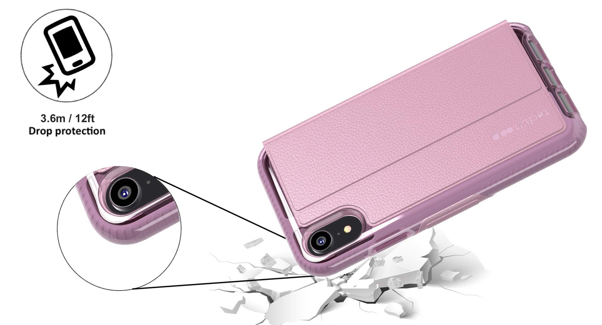 Tech21 Evo Wallet Case for Apple iPhone XR - Orchid Purple | Slim Protective Cover with Card Holder | Perfect for Everyday Use & Travel