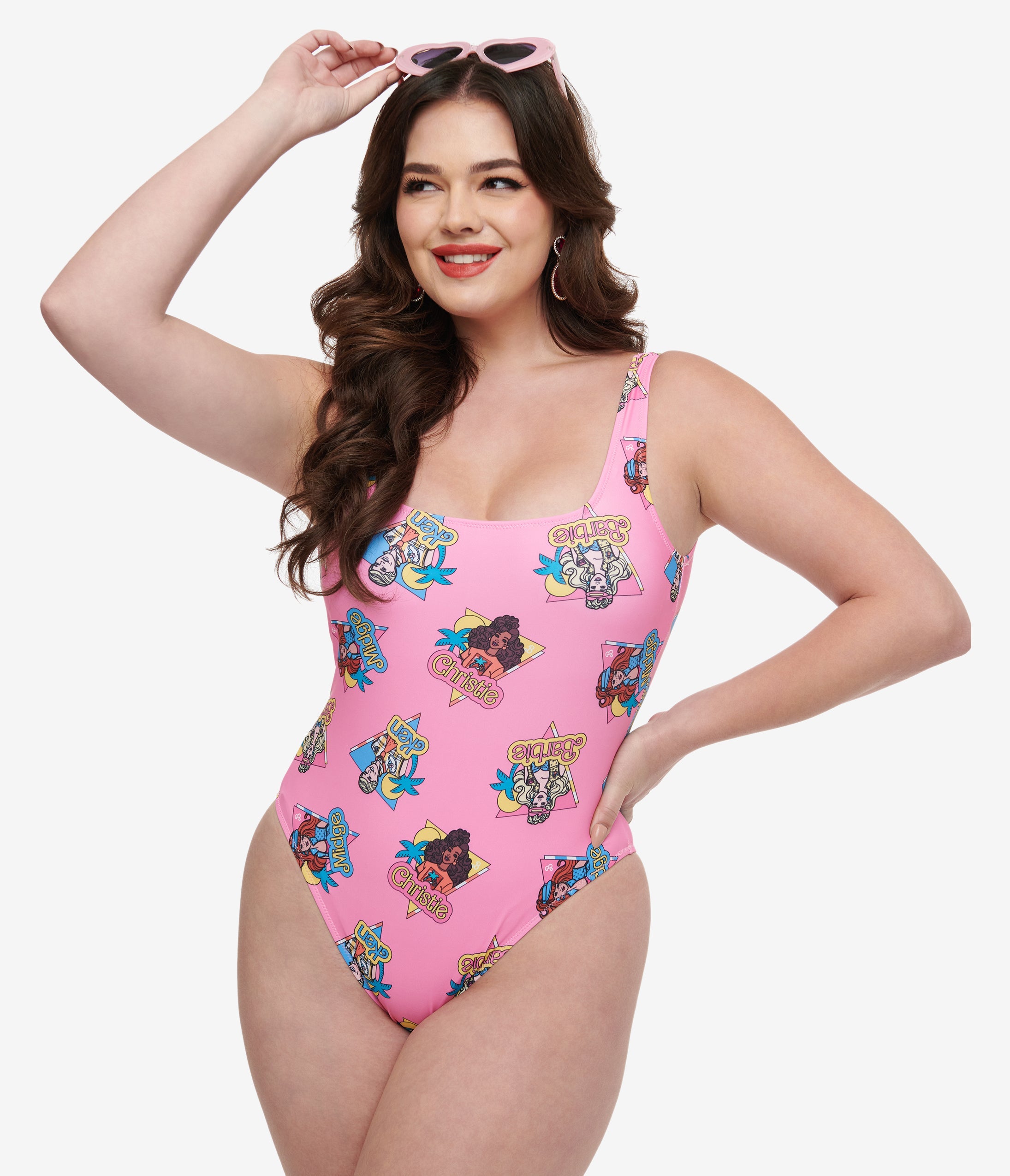 Pink Barbie California Dream One Piece Swimsuit for Women - Retro Vintage Swimwear with High Waist & Ruffle Design | Perfect for Beach Vacation, Pool Party & Summer Fashion